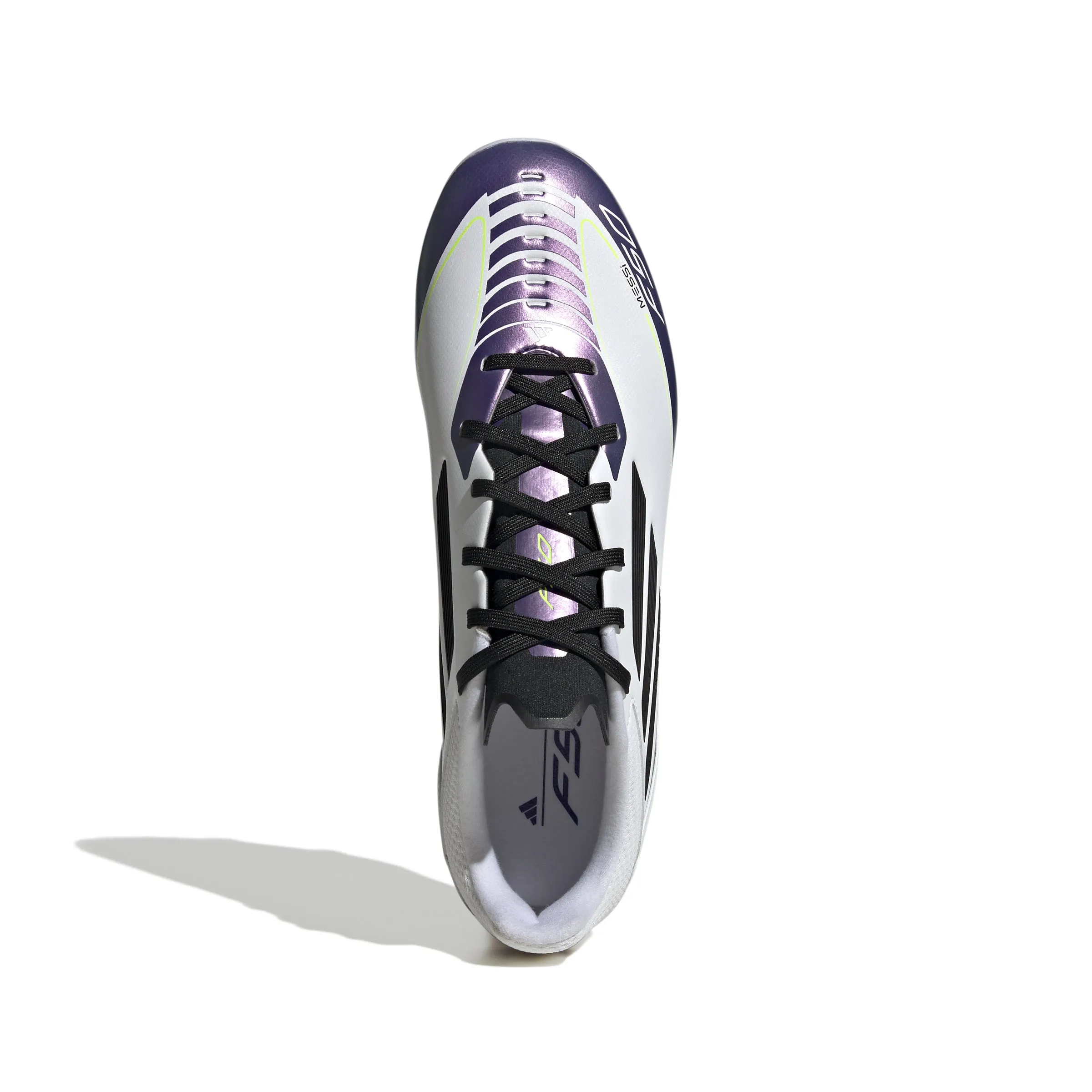 adidas F50 League FG/MG Firm Ground/Multi Ground MESSI Cleat Shoes - FTW White/Core Black/Unity Purple