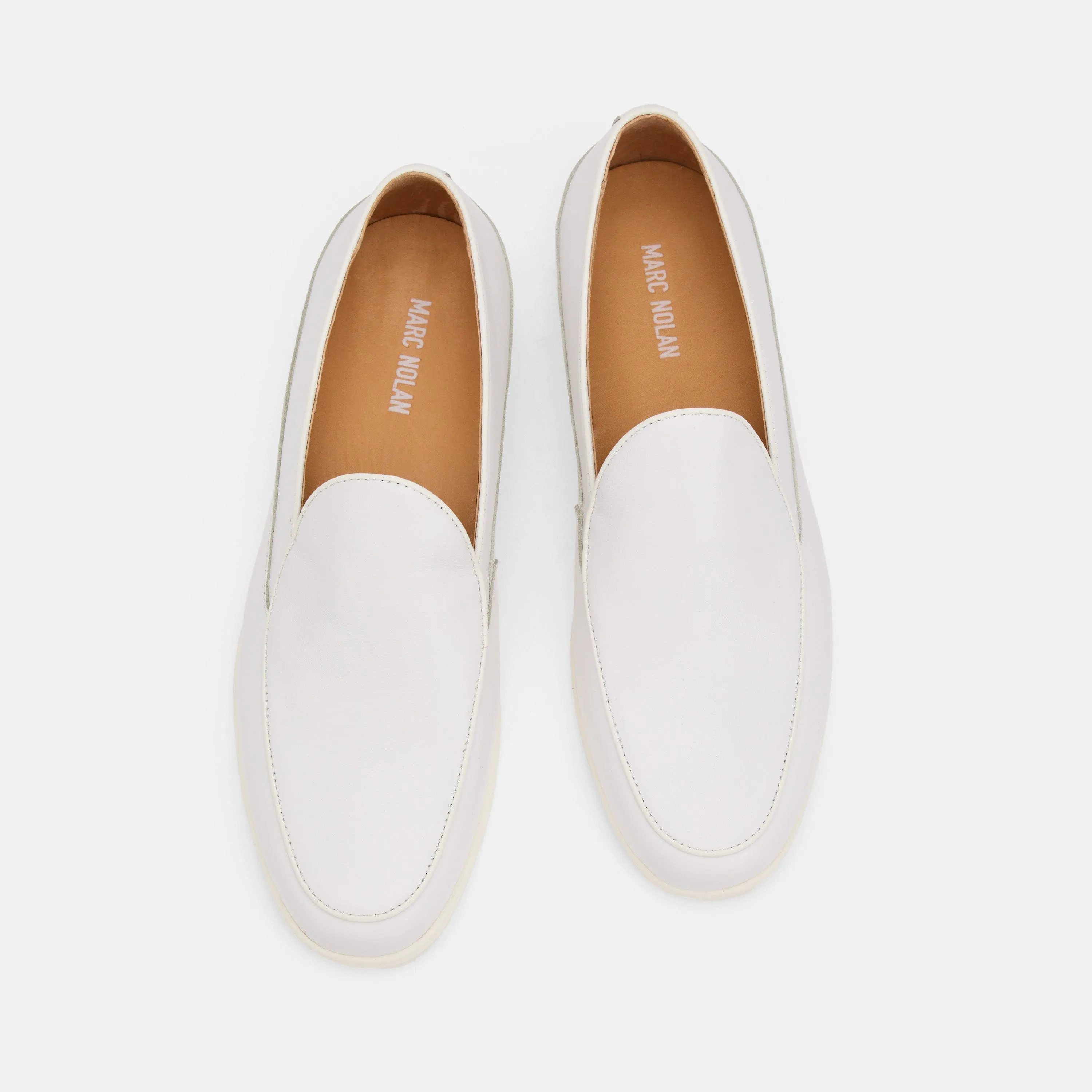 Alessandro White Leather Venetian Loafers