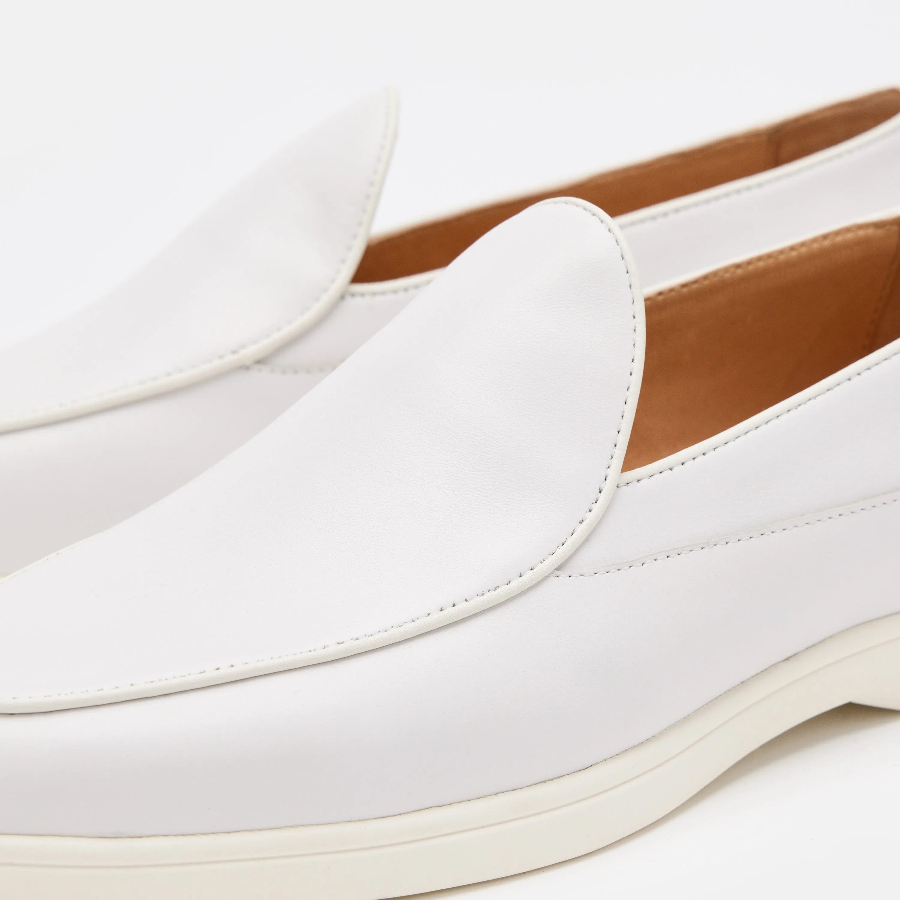 Alessandro White Leather Venetian Loafers