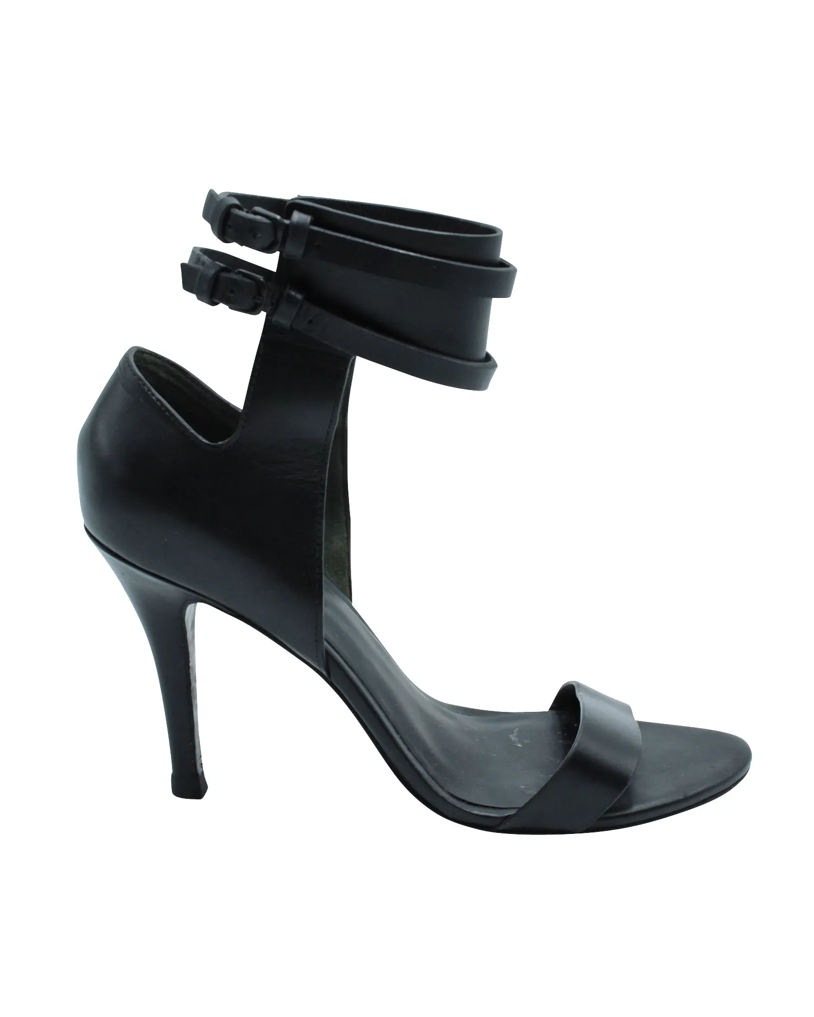 Alexander Wang Ankle Strap Heeled Sandals in Black Leather