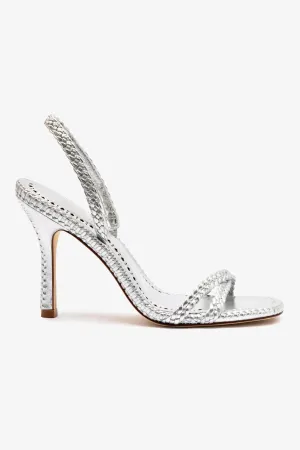 Annie Sandal In Silver Metallic Leather