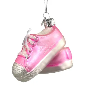 Baby's First Christmas Glass Glitter Baby Shoes - Pink