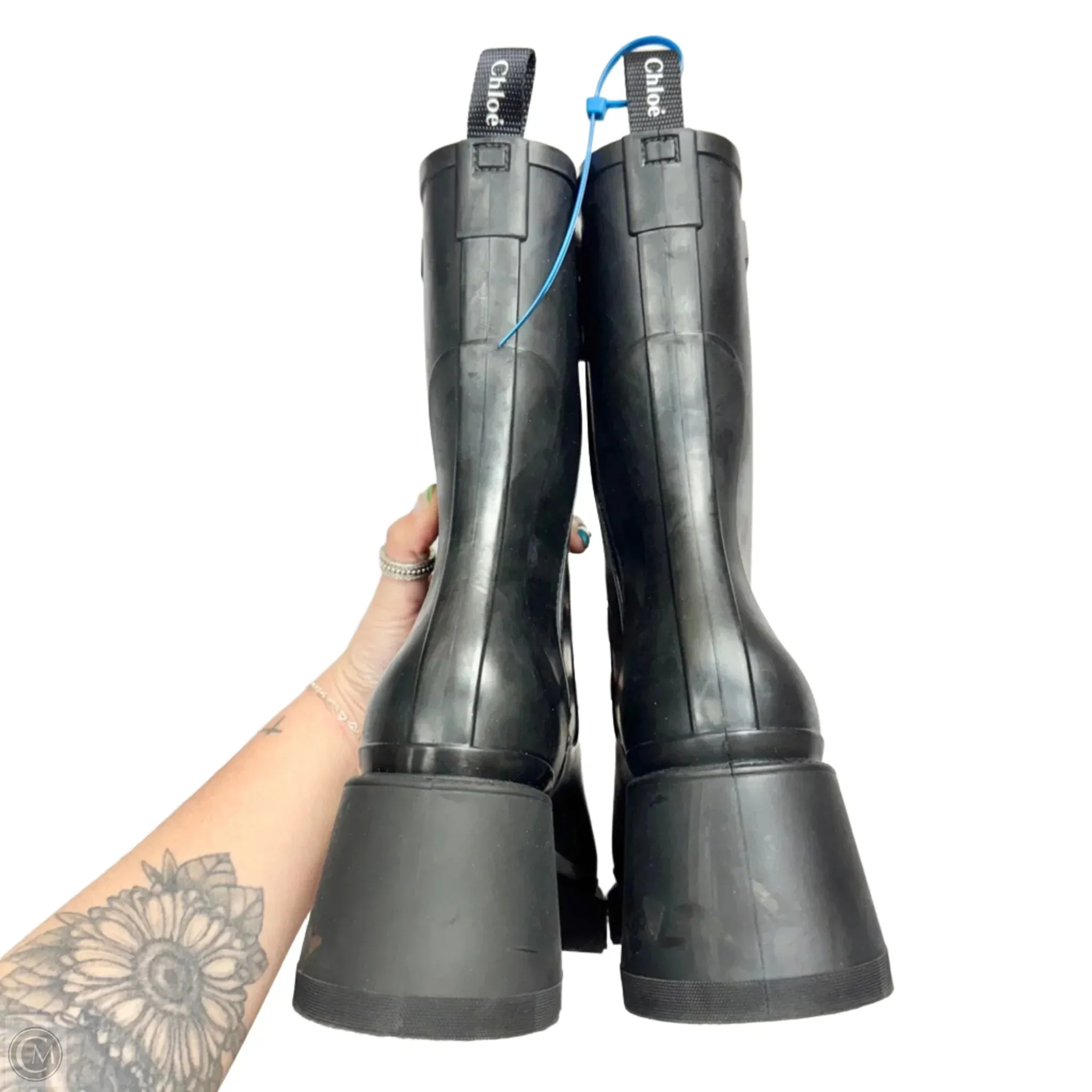 Boots Luxury Designer By Chloe In Black, Size: 8.5