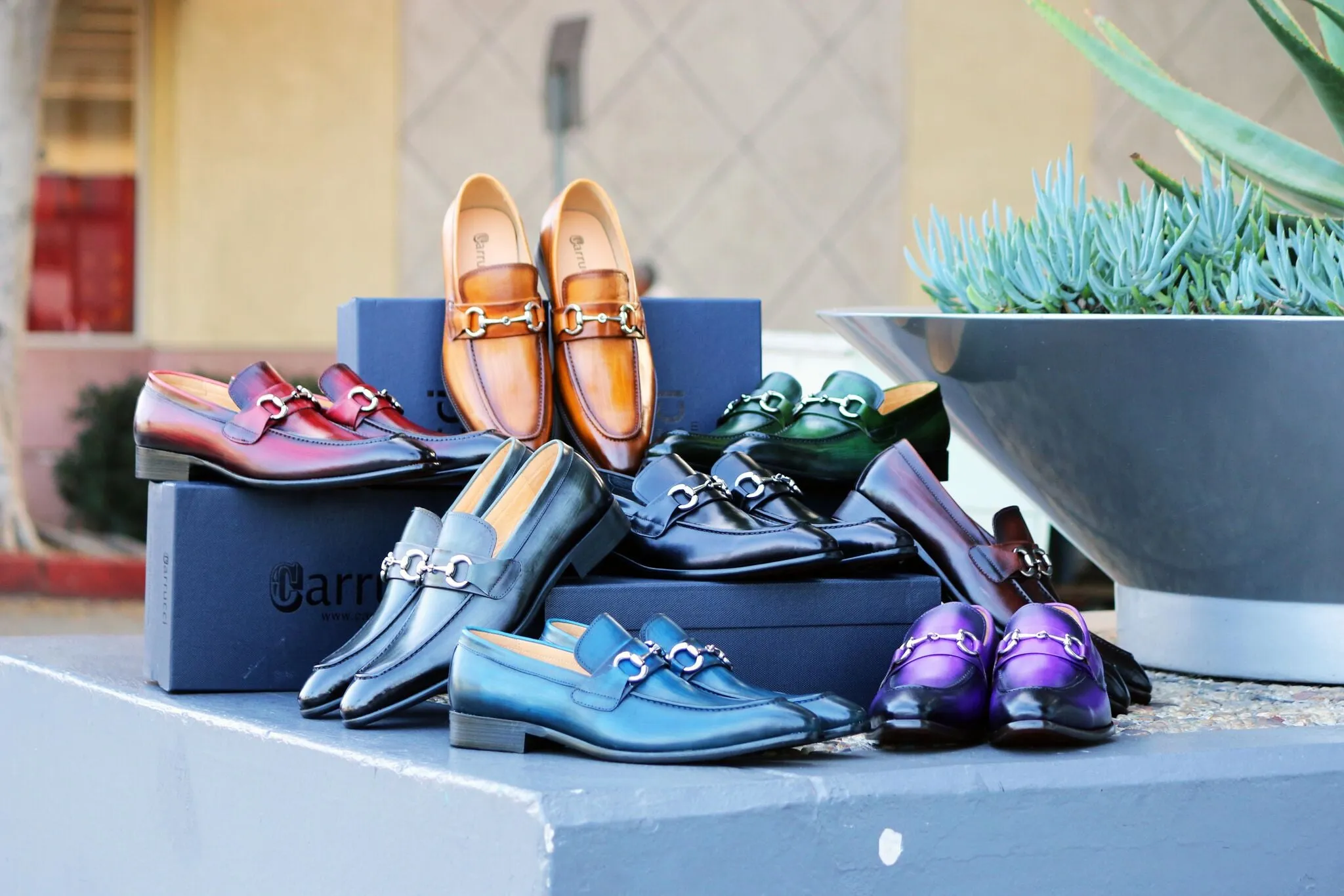 Burnished Calfskin Slip-On Loafer Grey