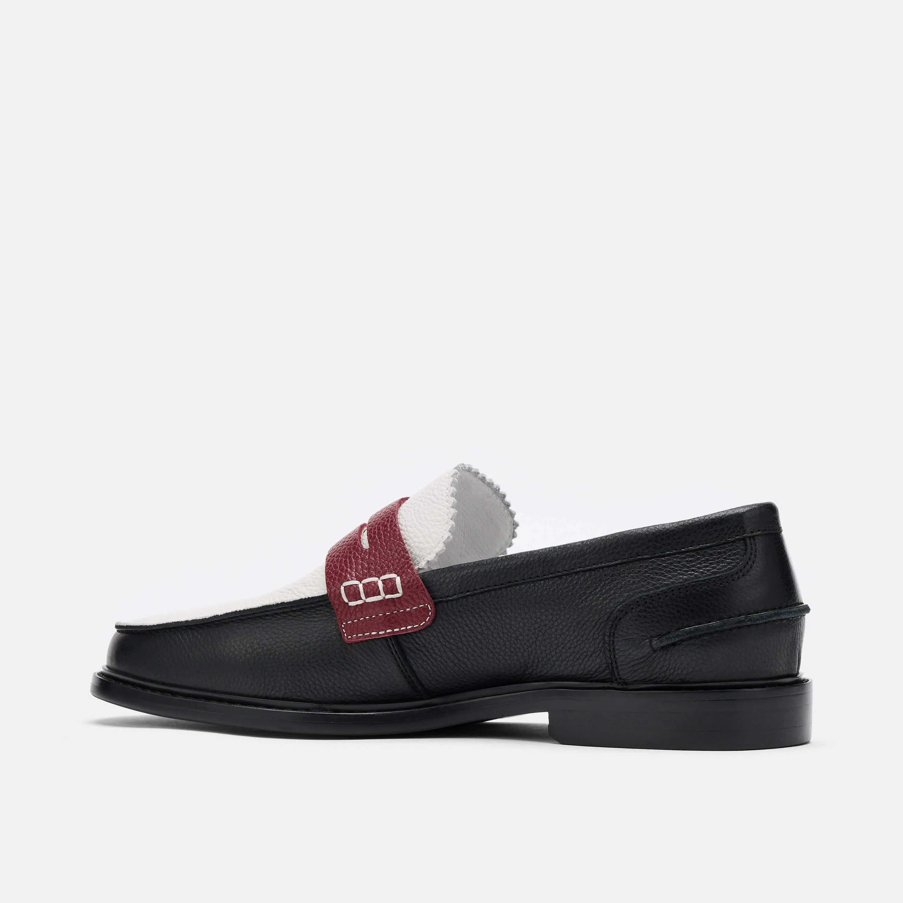 Calum Black/White/Red Leather Penny Loafers