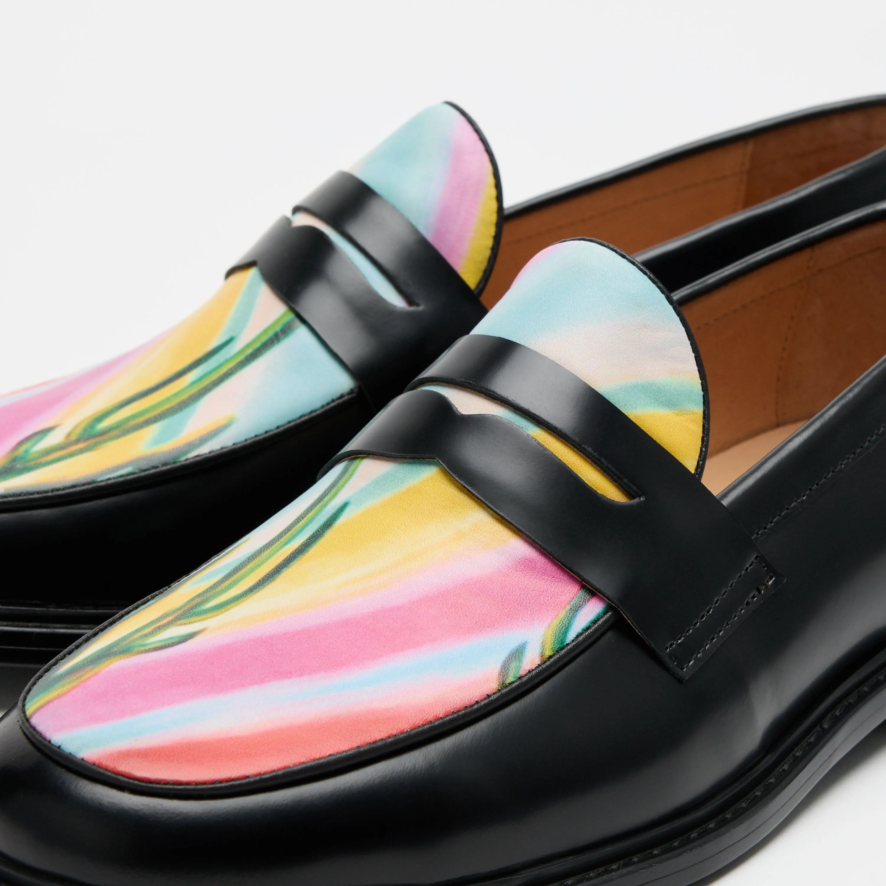Calum Cactus Leather Penny Loafers
