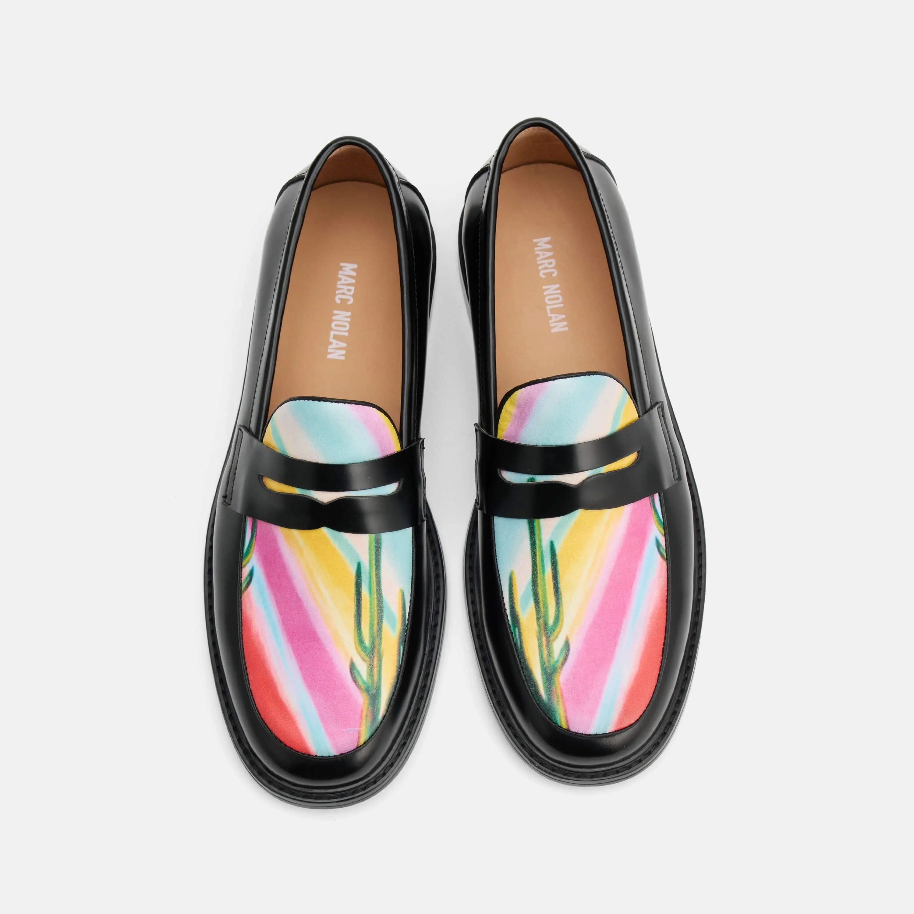 Calum Cactus Leather Penny Loafers