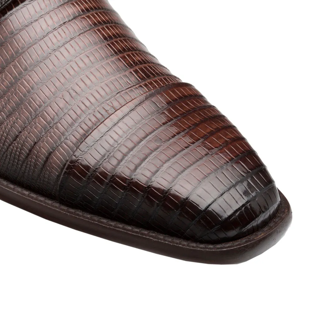Cap Toe Lizard Lace Up Derby Brown