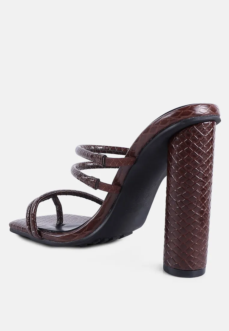 dandelion high block heeled croc sandals
