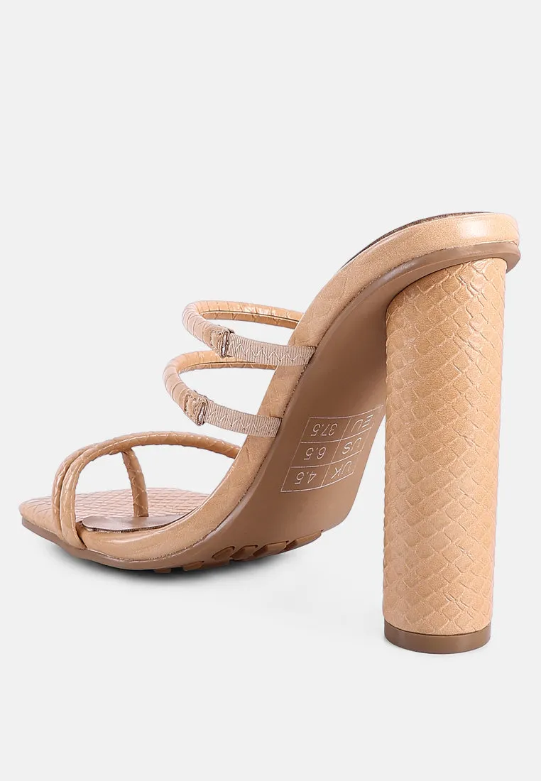 dandelion high block heeled croc sandals