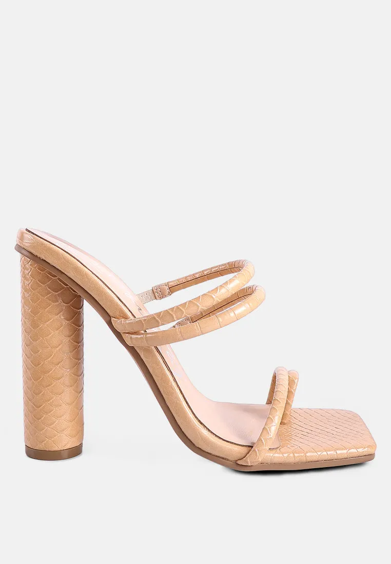 dandelion high block heeled croc sandals