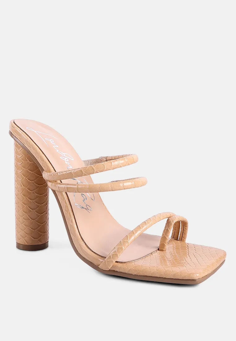 dandelion high block heeled croc sandals