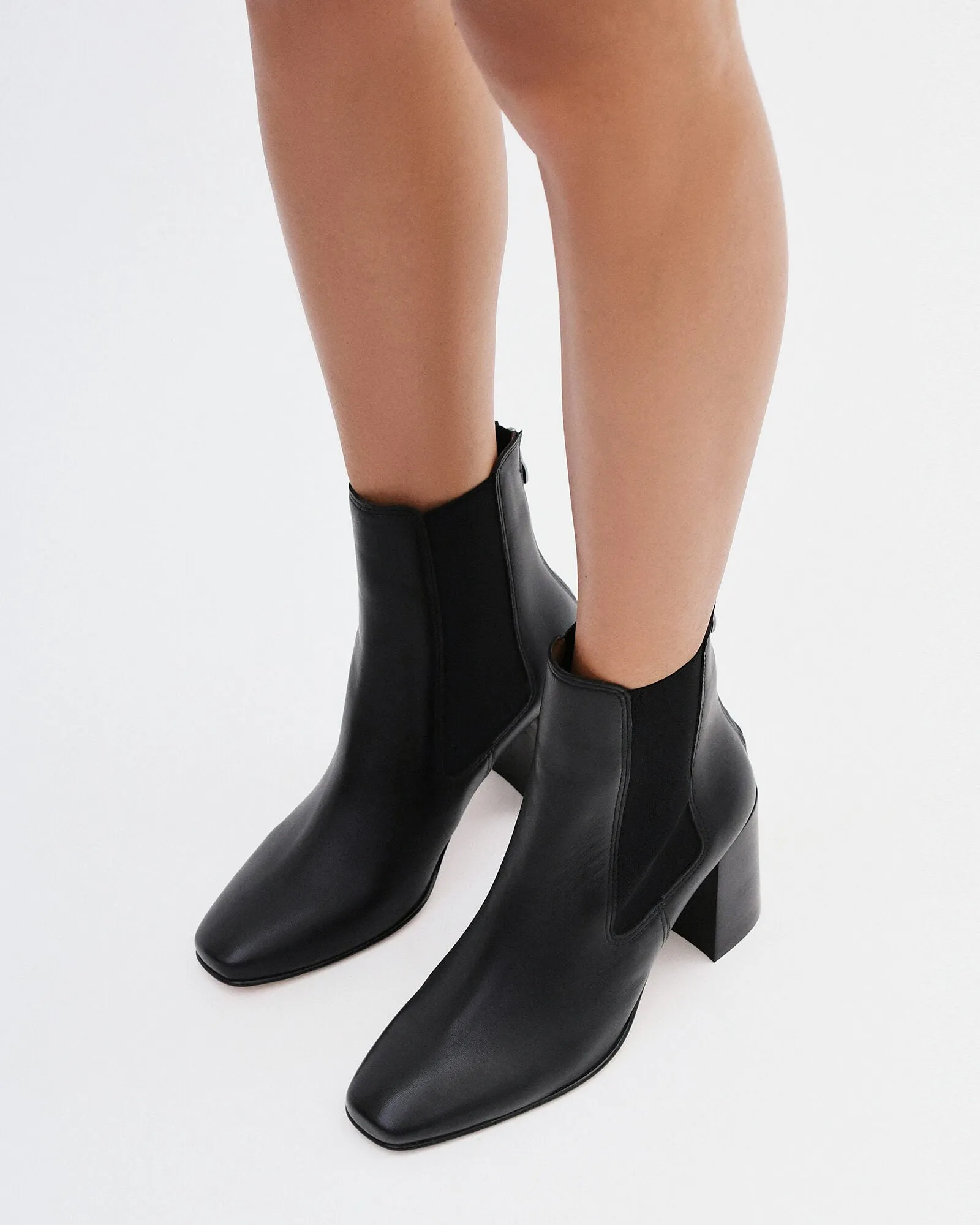 DIAMOND MID ANKLE BOOTS BLACK LEATHER