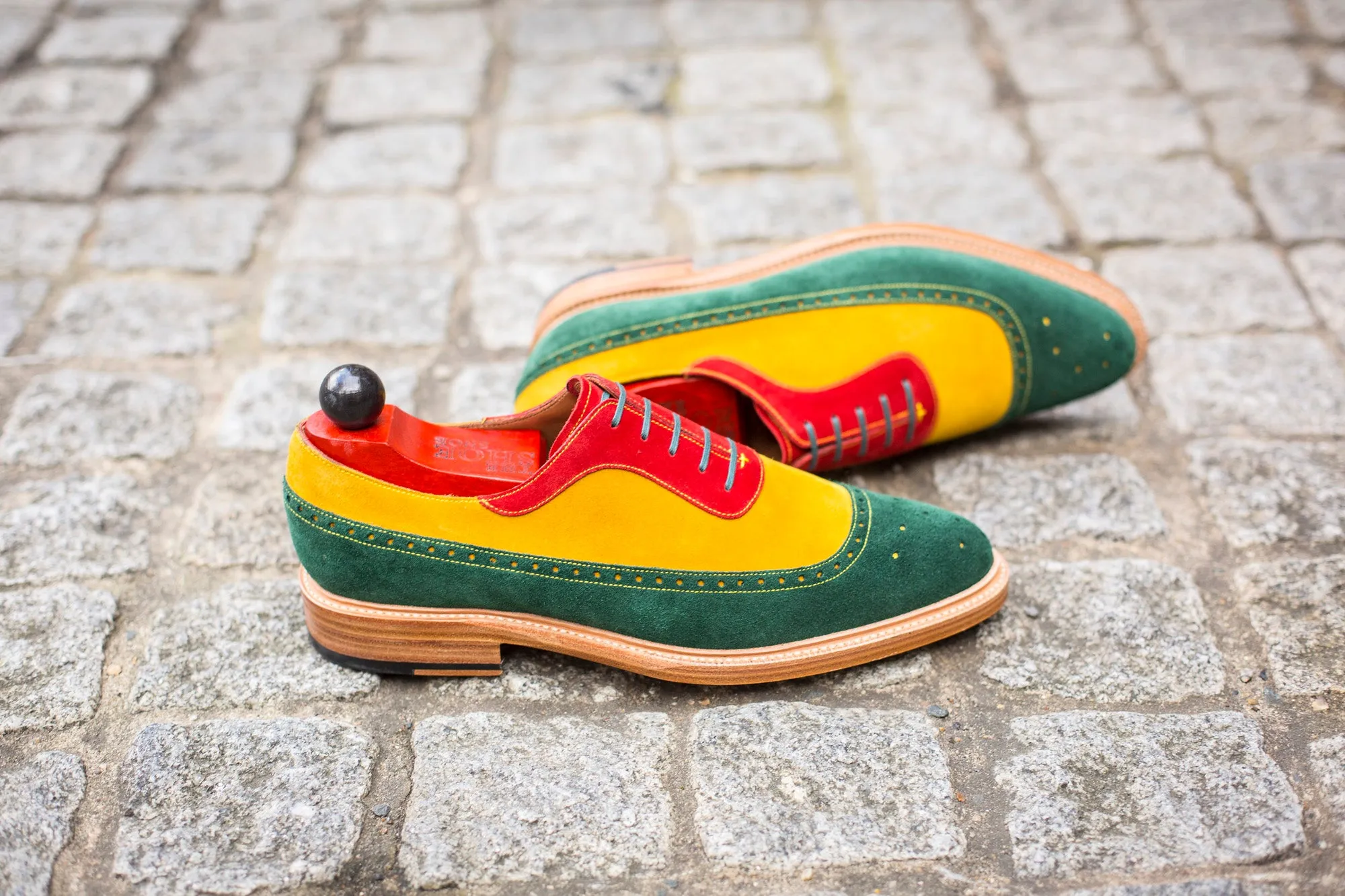 Edmonds - MTO - Green, Red, Yellow Suede - TMG Last - Storm Welt - Natural Double Leather Sole