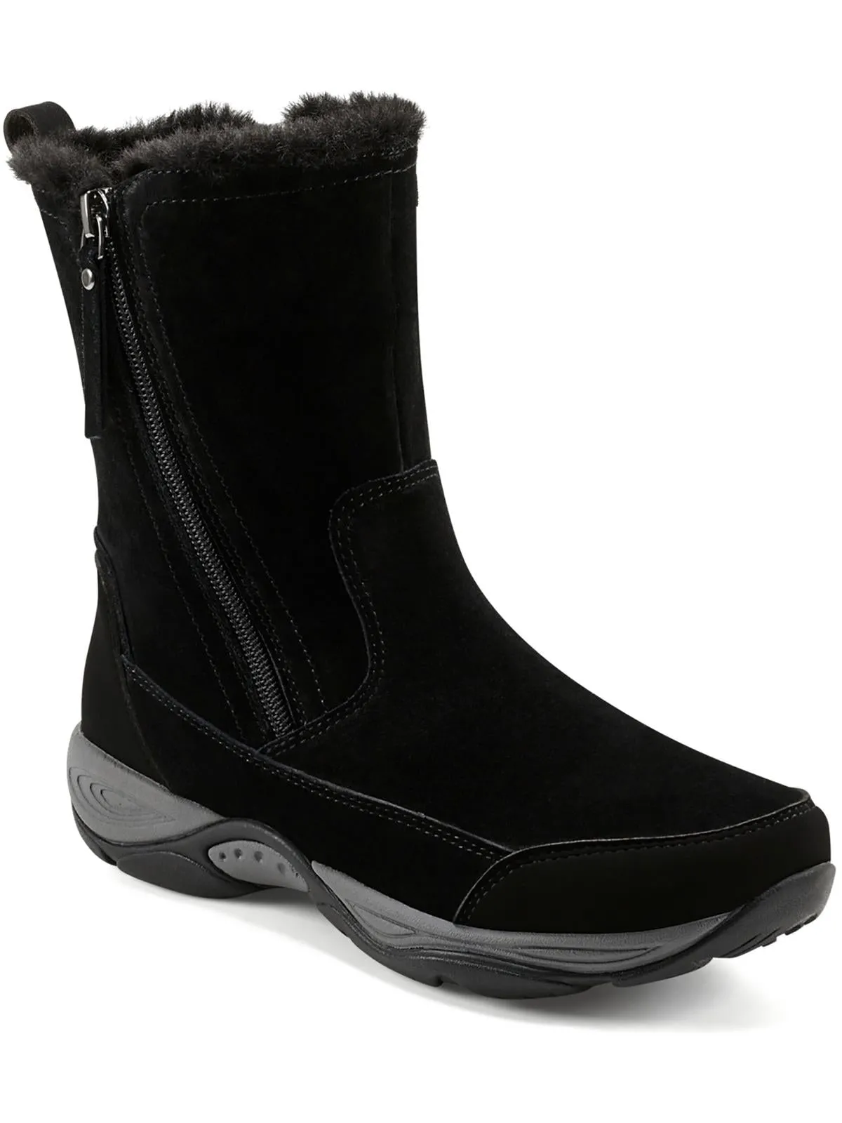 Exparunn Womens Suede Faux Fur Winter & Snow Boots