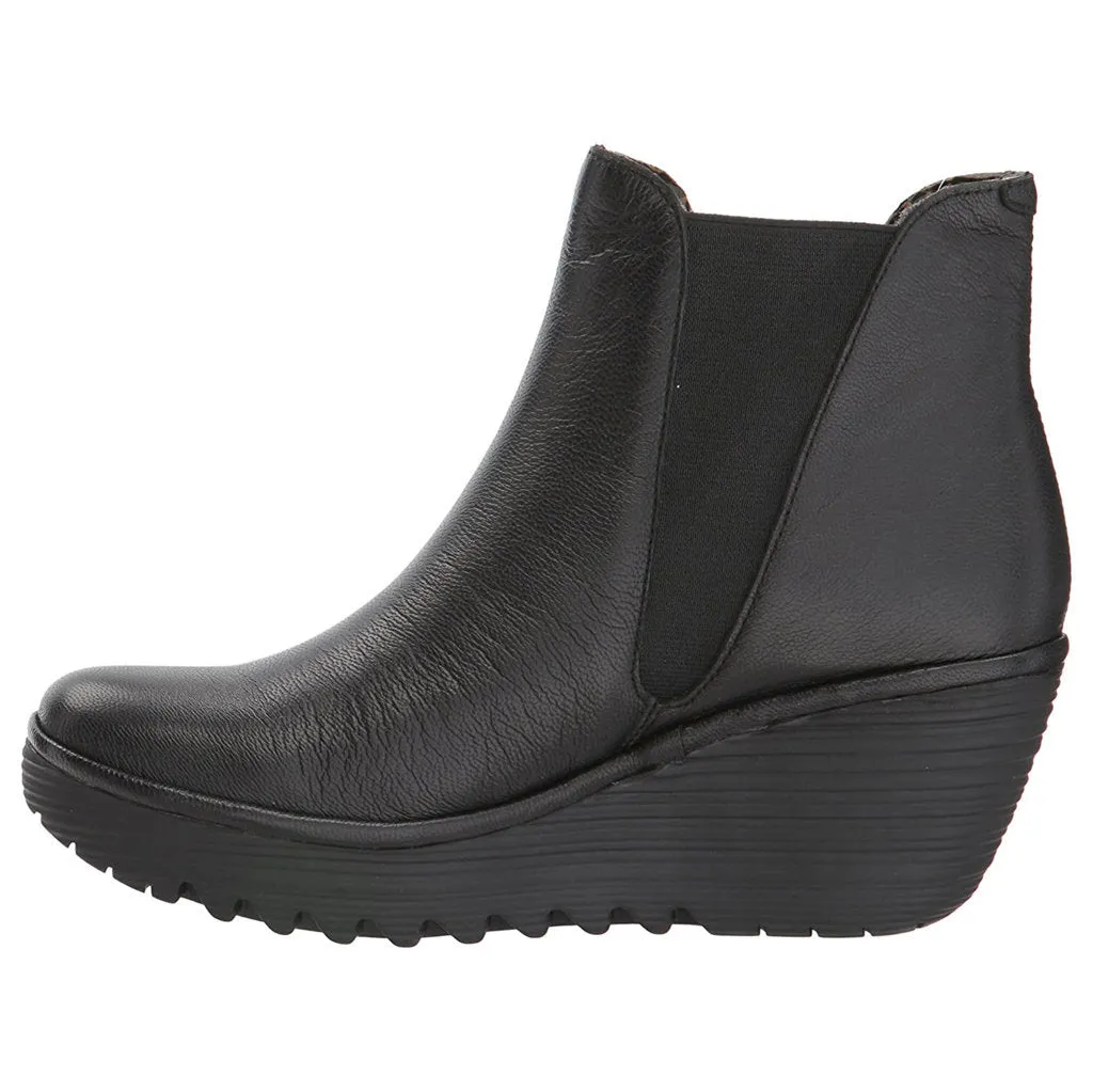 Fly London Yoss Mousse Leather Women's Wedge Heel Chelsea Boots
