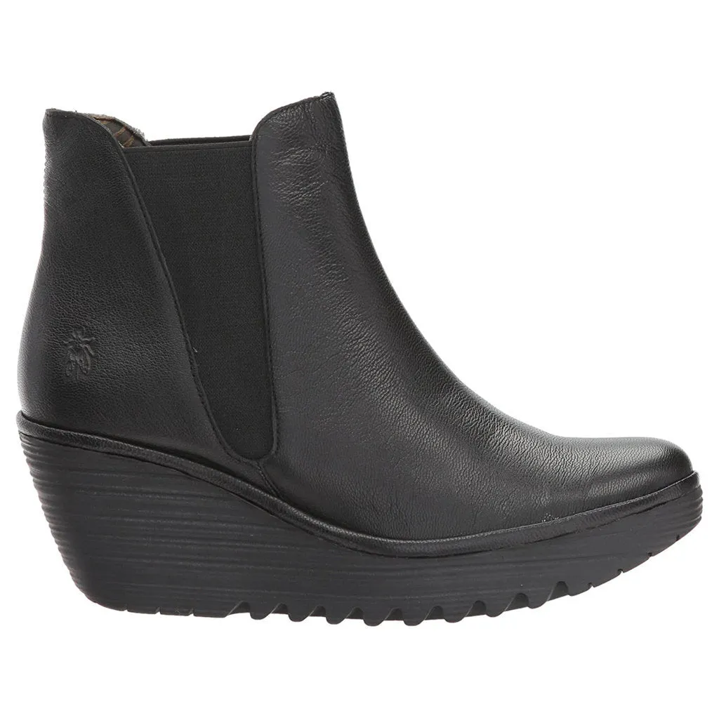 Fly London Yoss Mousse Leather Women's Wedge Heel Chelsea Boots