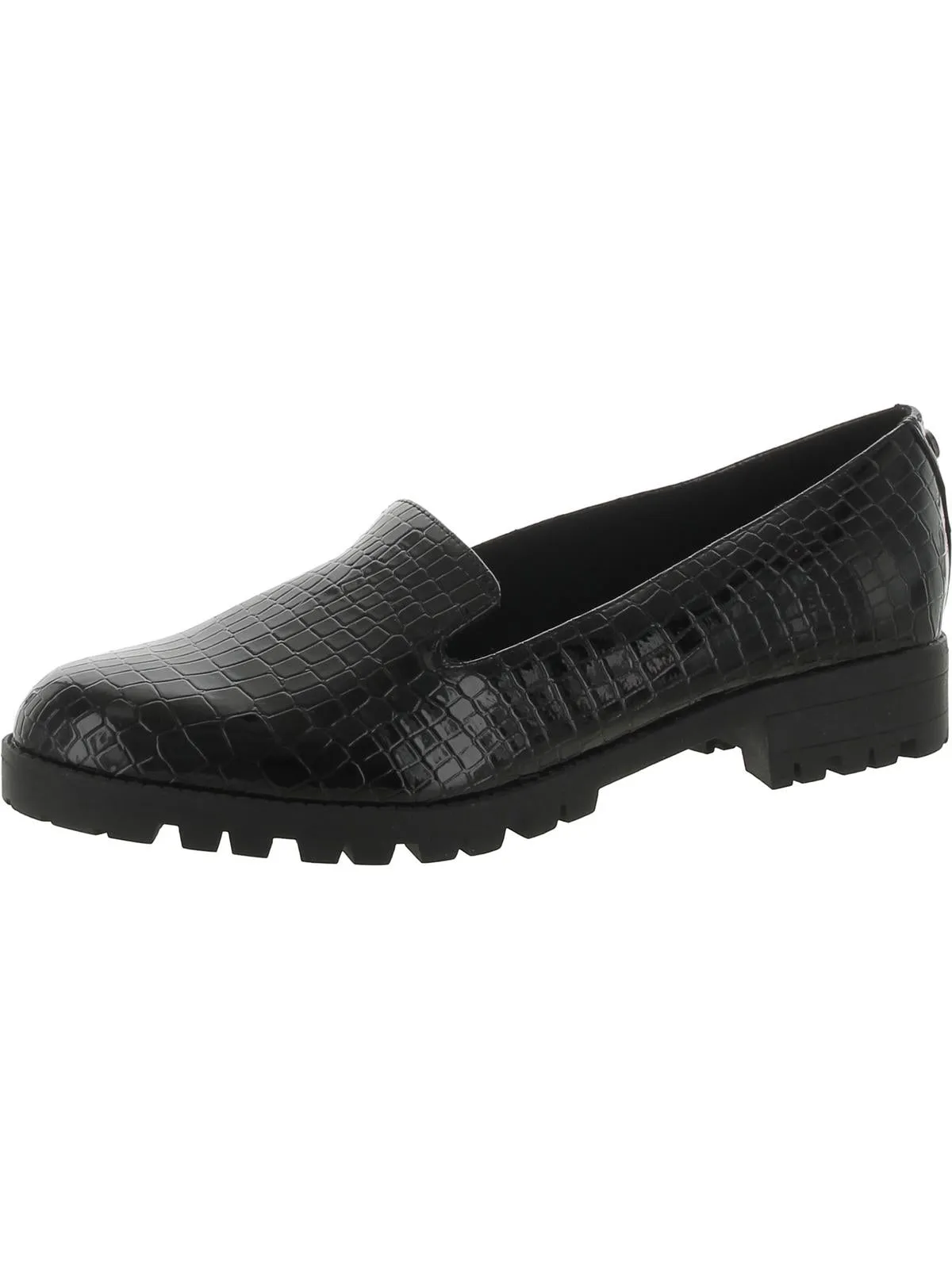 Geva Womens Patent Embossed Loafers