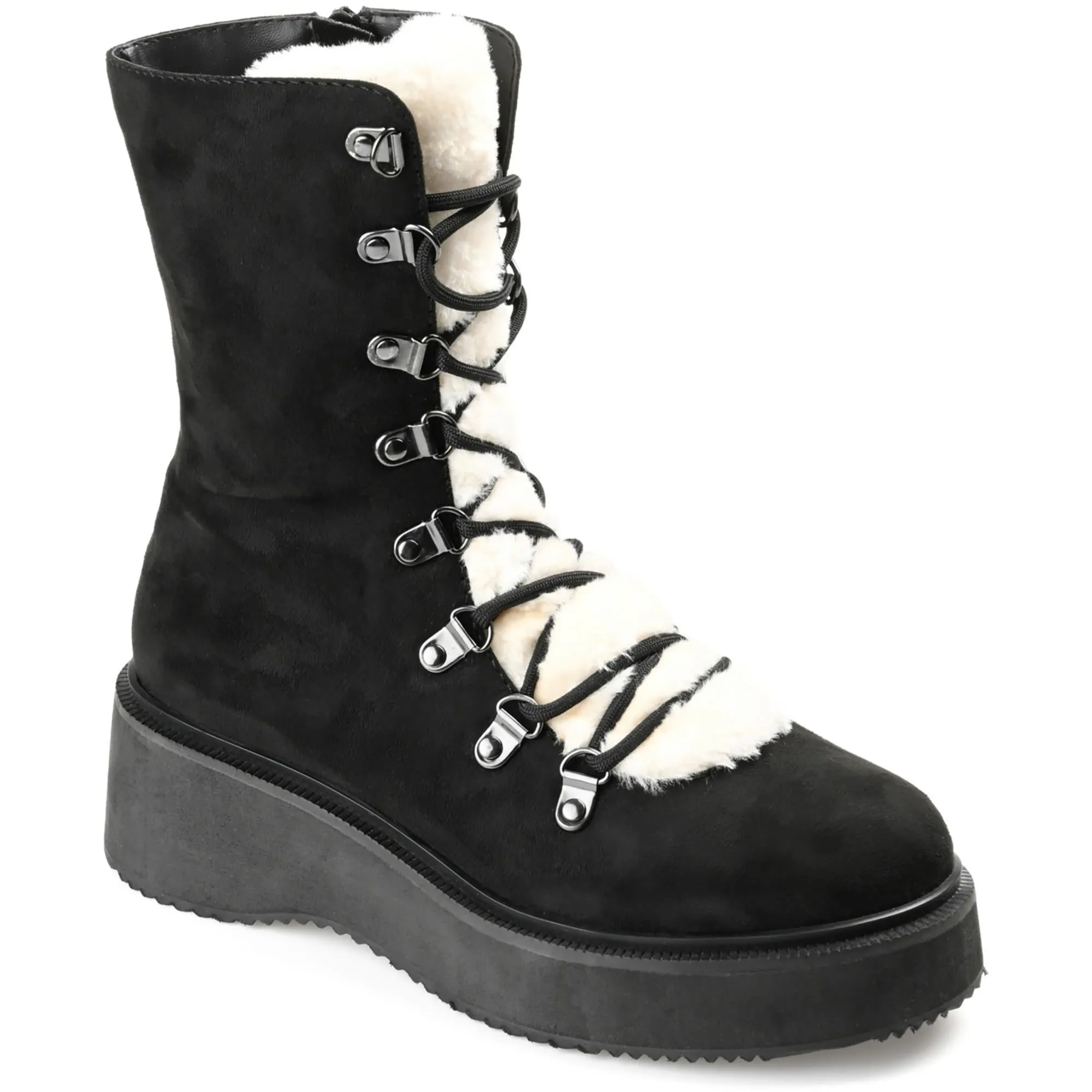 KANNON Womens Lace Up Faux Fur Winter & Snow Boots