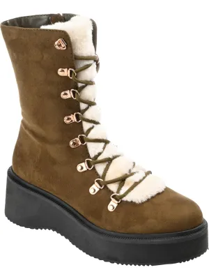 KANNON Womens Lace Up Faux Fur Winter & Snow Boots
