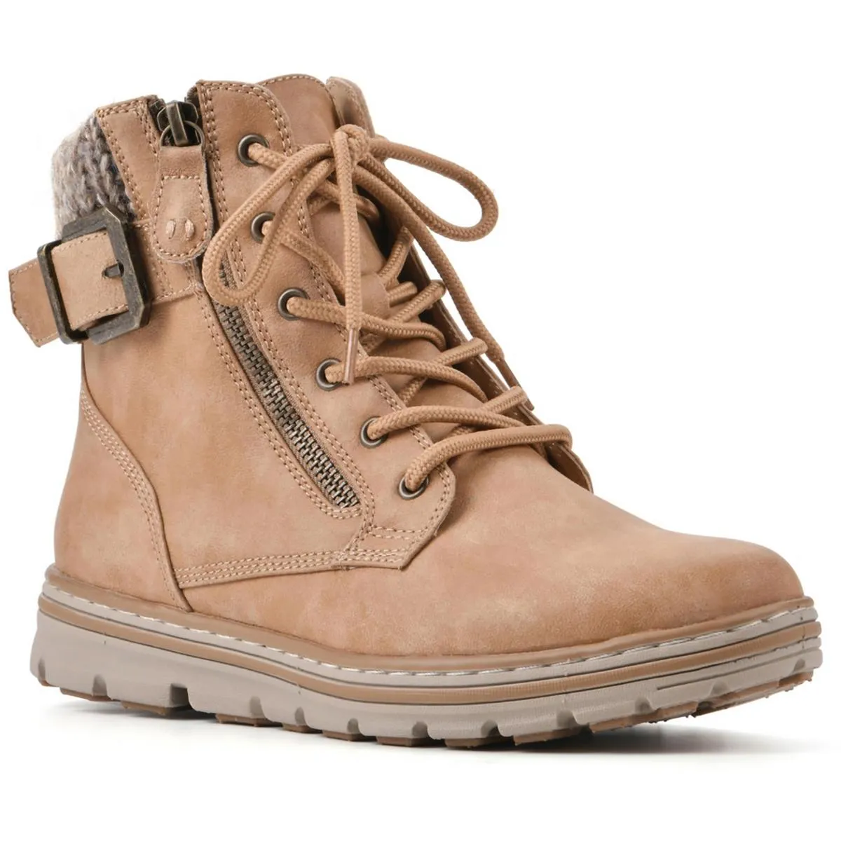 Kelsie Womens Faux Leather Sweater Winter Boots
