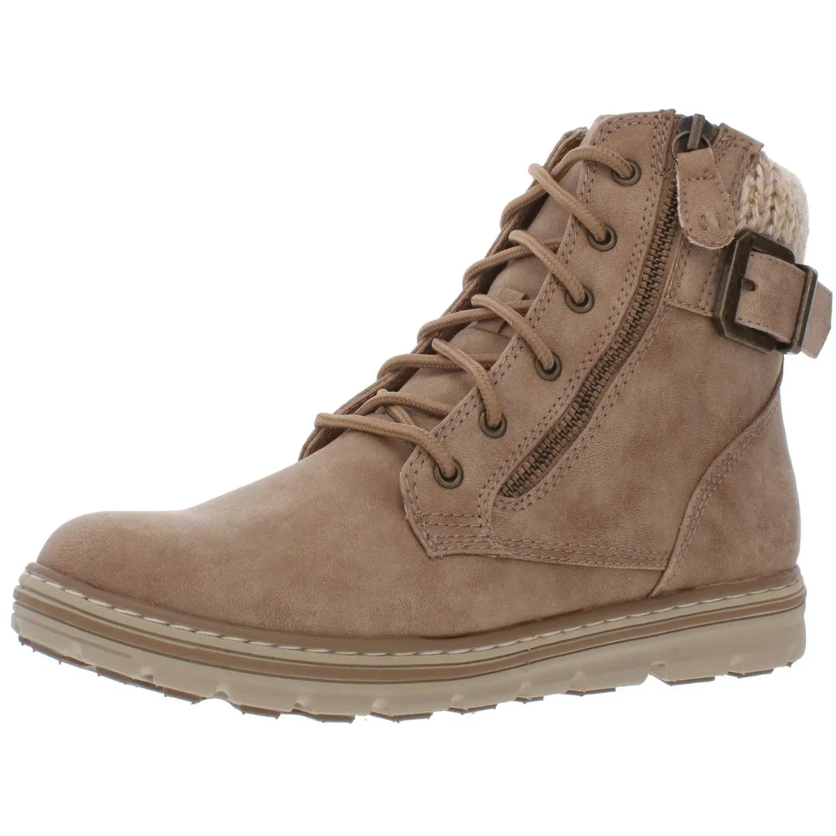 Kelsie Womens Faux Leather Sweater Winter Boots