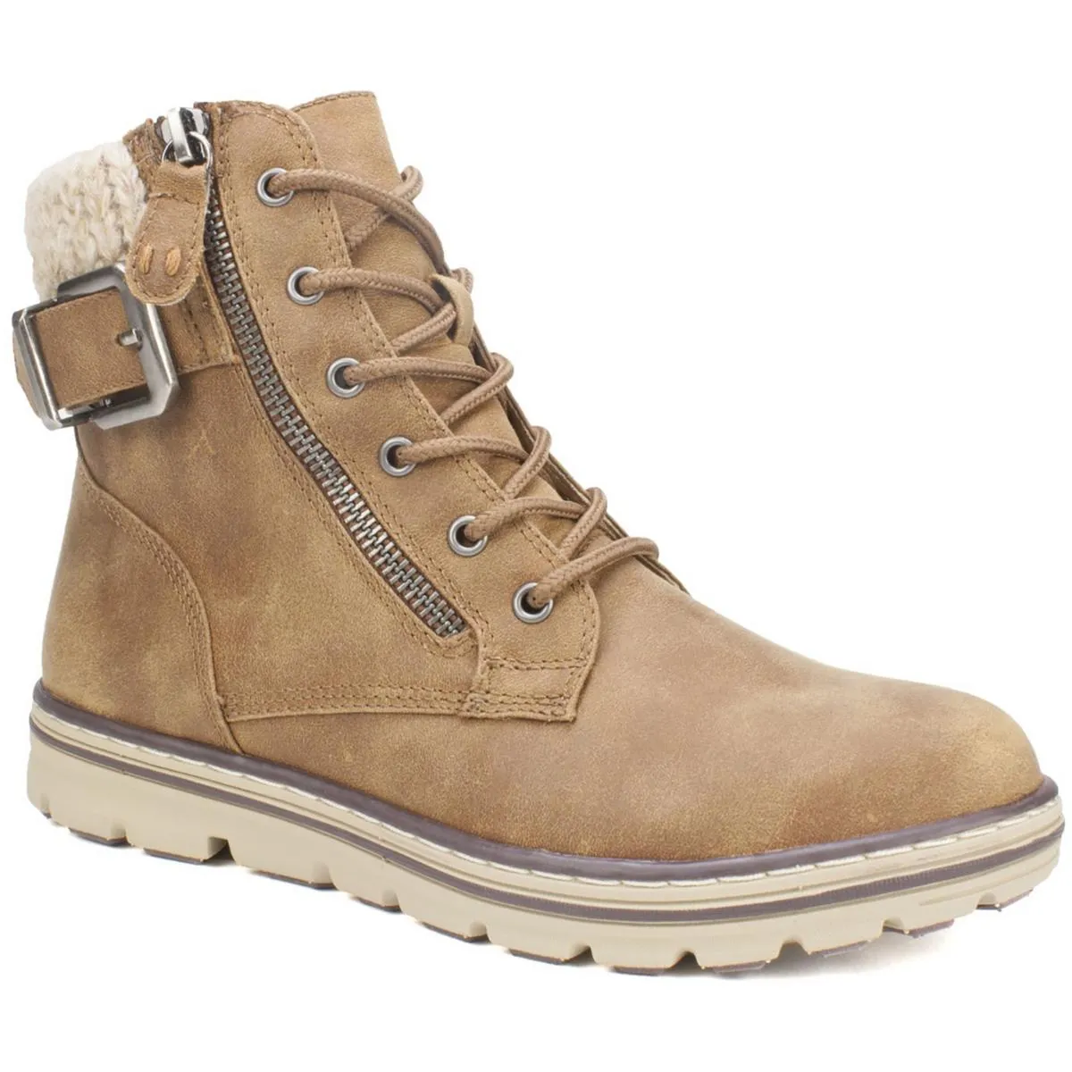 Kelsie Womens Faux Leather Sweater Winter Boots