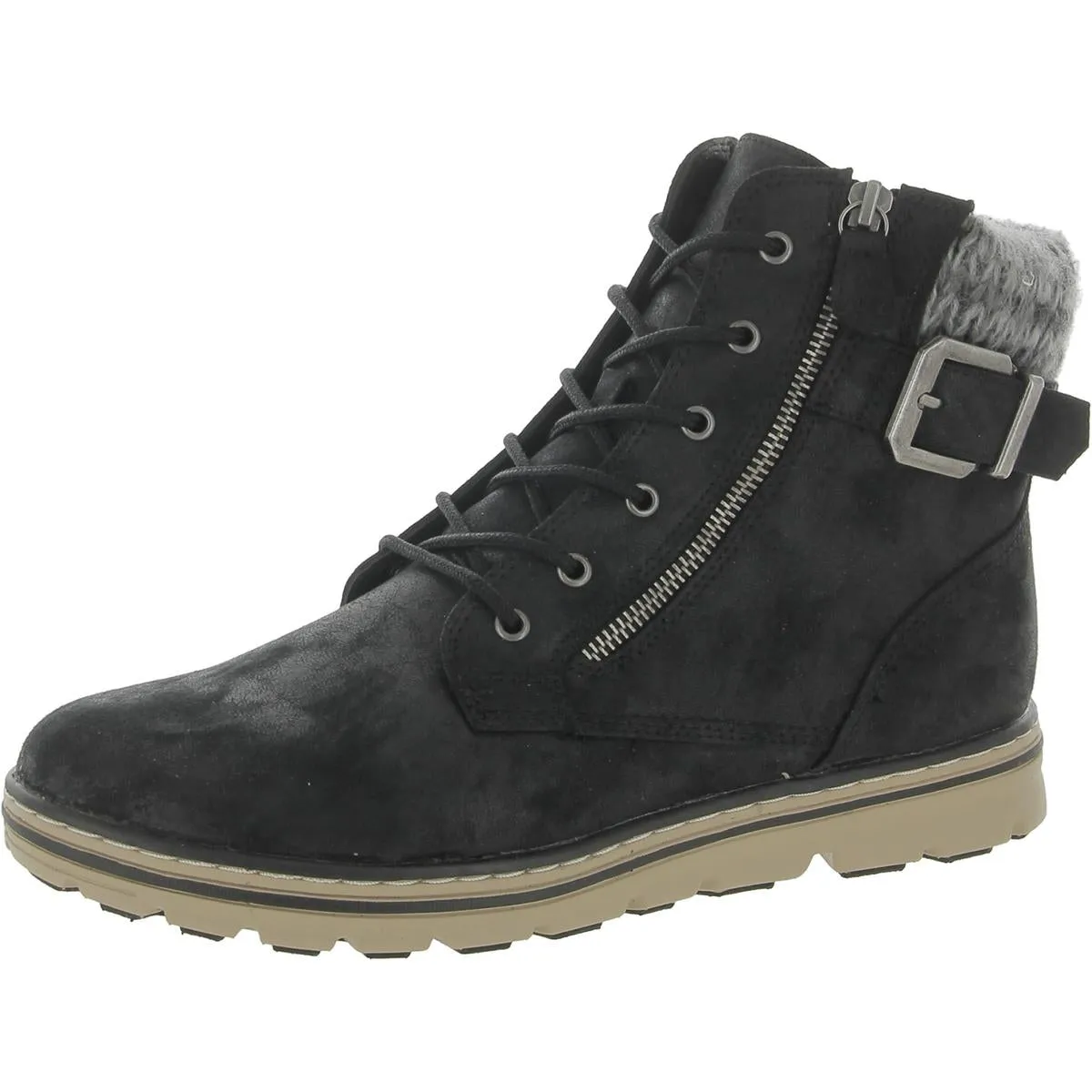 Kelsie Womens Faux Leather Sweater Winter Boots