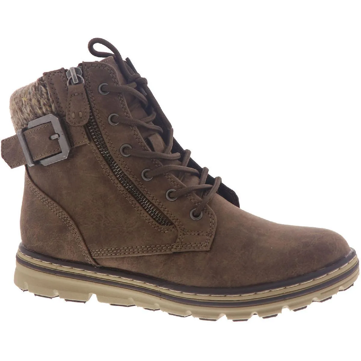Kelsie Womens Faux Leather Sweater Winter Boots