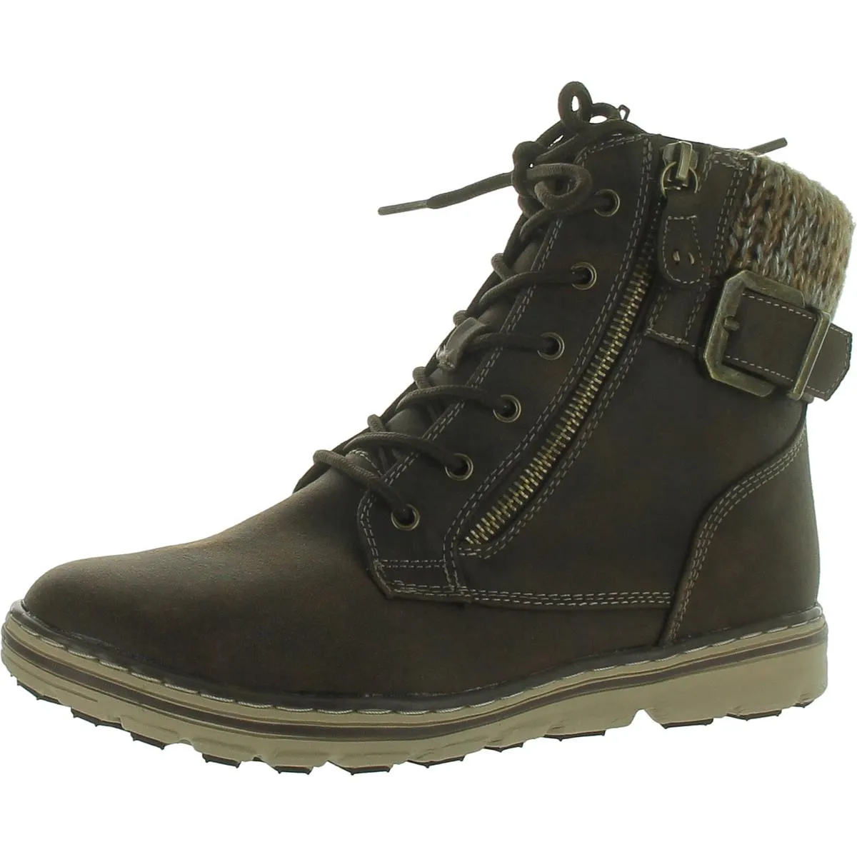 Kelsie Womens Faux Leather Sweater Winter Boots