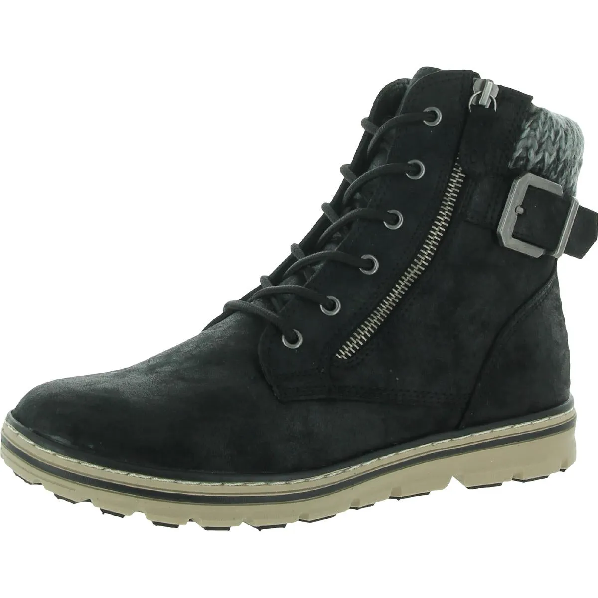 Kelsie Womens Faux Leather Sweater Winter Boots