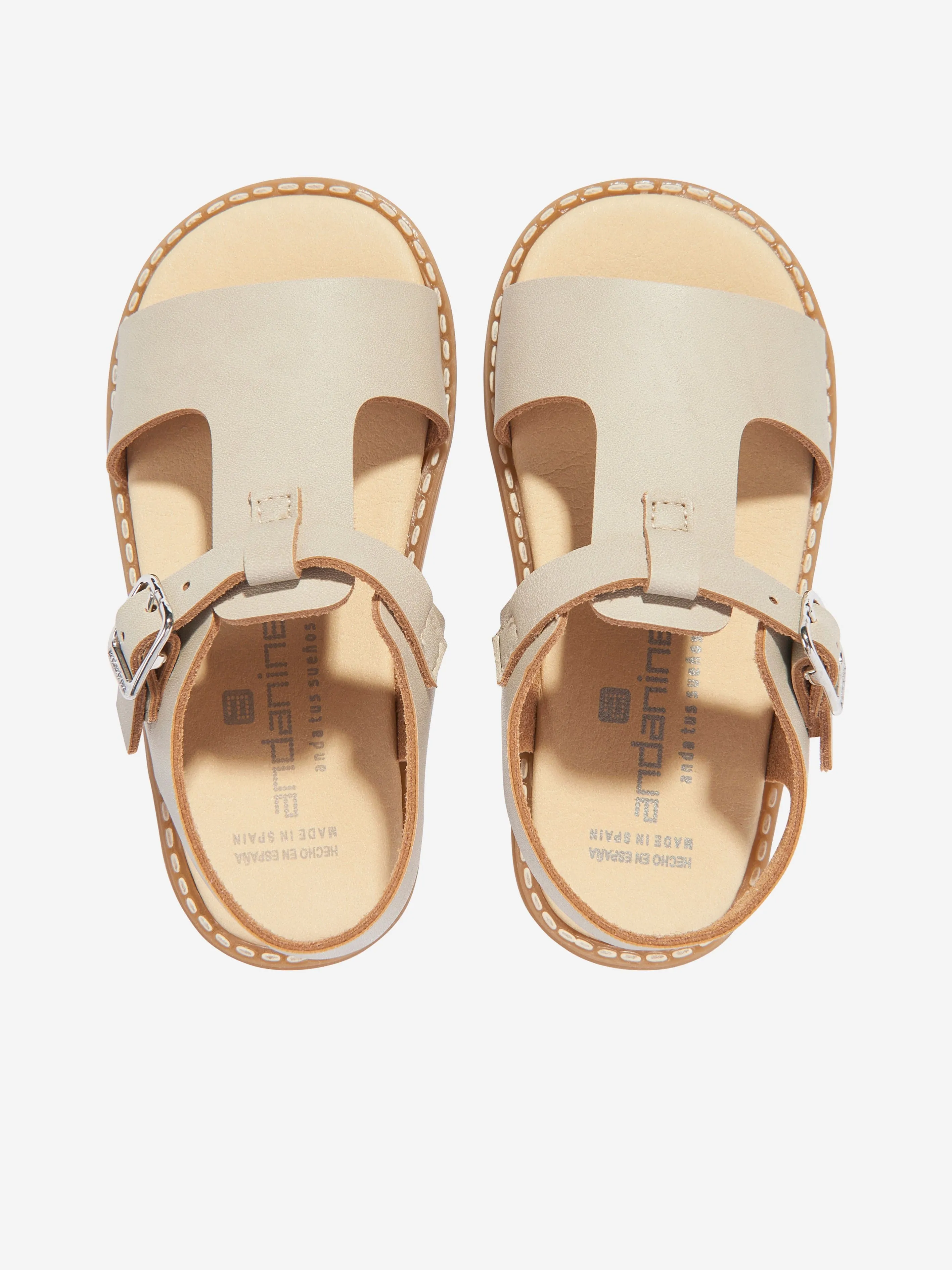 Kids Leather Sandals in Beige