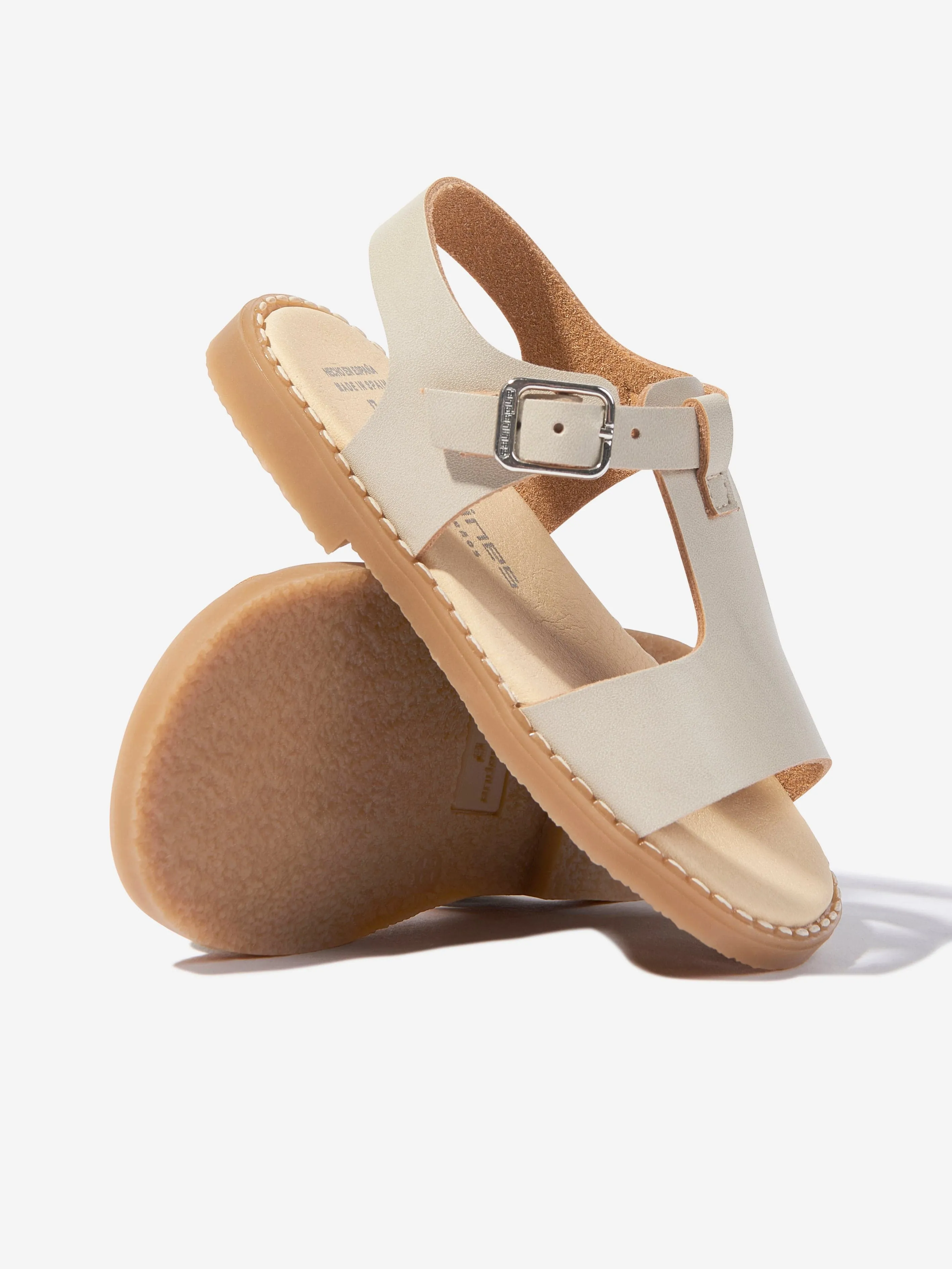 Kids Leather Sandals in Beige