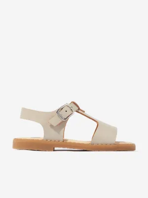 Kids Leather Sandals in Beige