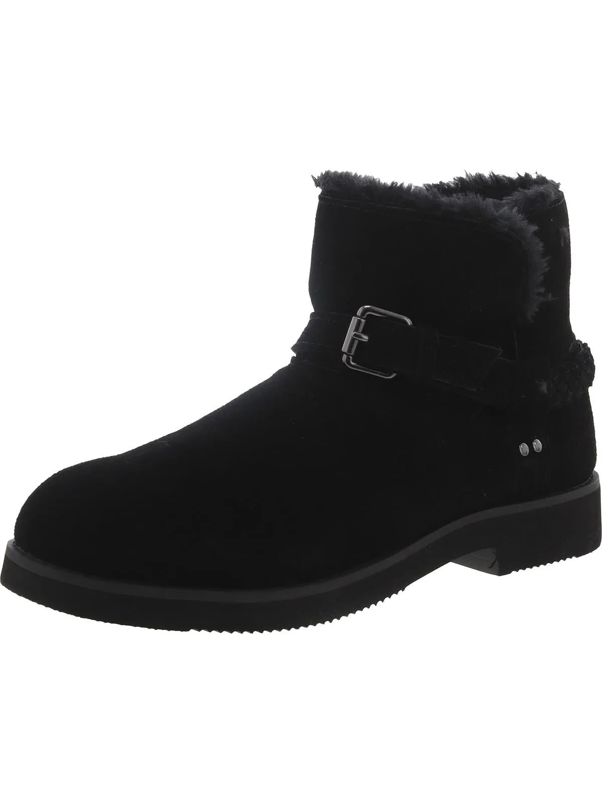 KORRI Womens Faux Suede Buckle Winter & Snow Boots