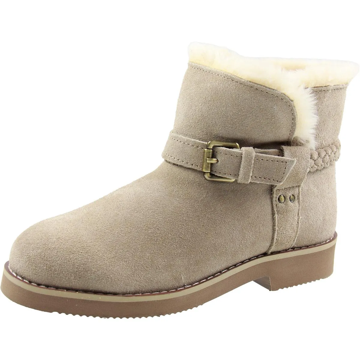 KORRI Womens Faux Suede Buckle Winter & Snow Boots