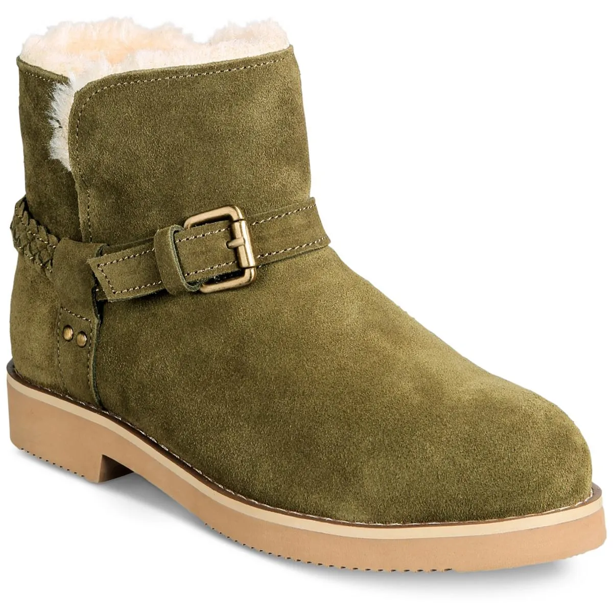 KORRI Womens Faux Suede Buckle Winter & Snow Boots