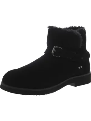 KORRI Womens Faux Suede Buckle Winter & Snow Boots