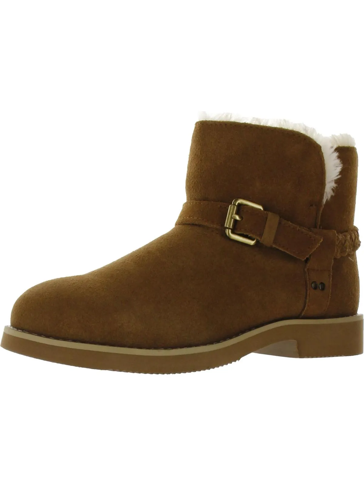 KORRI Womens Faux Suede Buckle Winter & Snow Boots