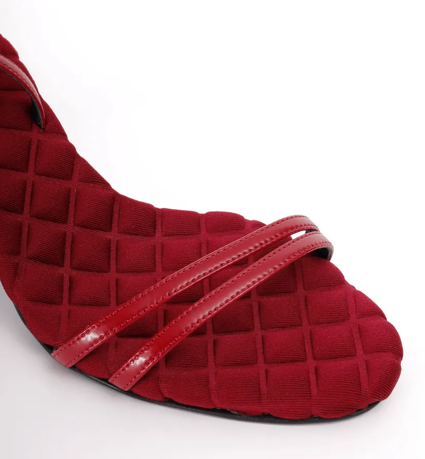 Laura Vegan Cotton High-Heeled Slingback Sandals | Cranberry Red