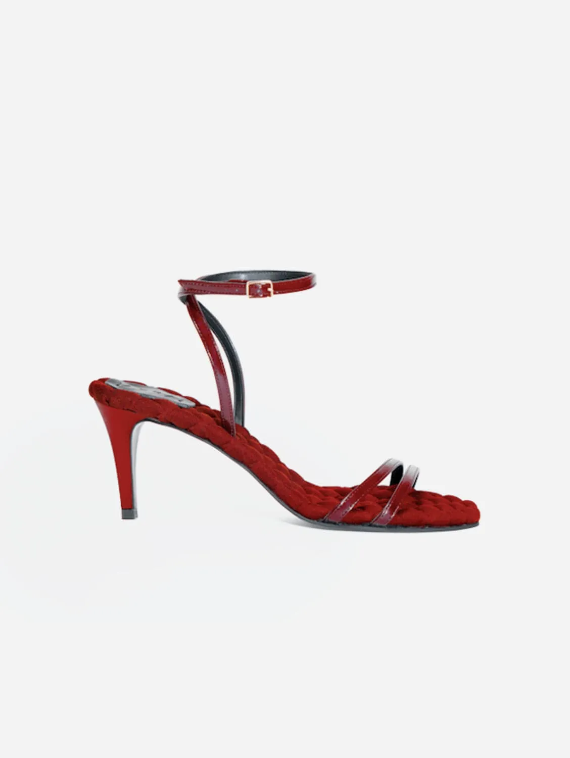 Laura Vegan Cotton High-Heeled Slingback Sandals | Cranberry Red