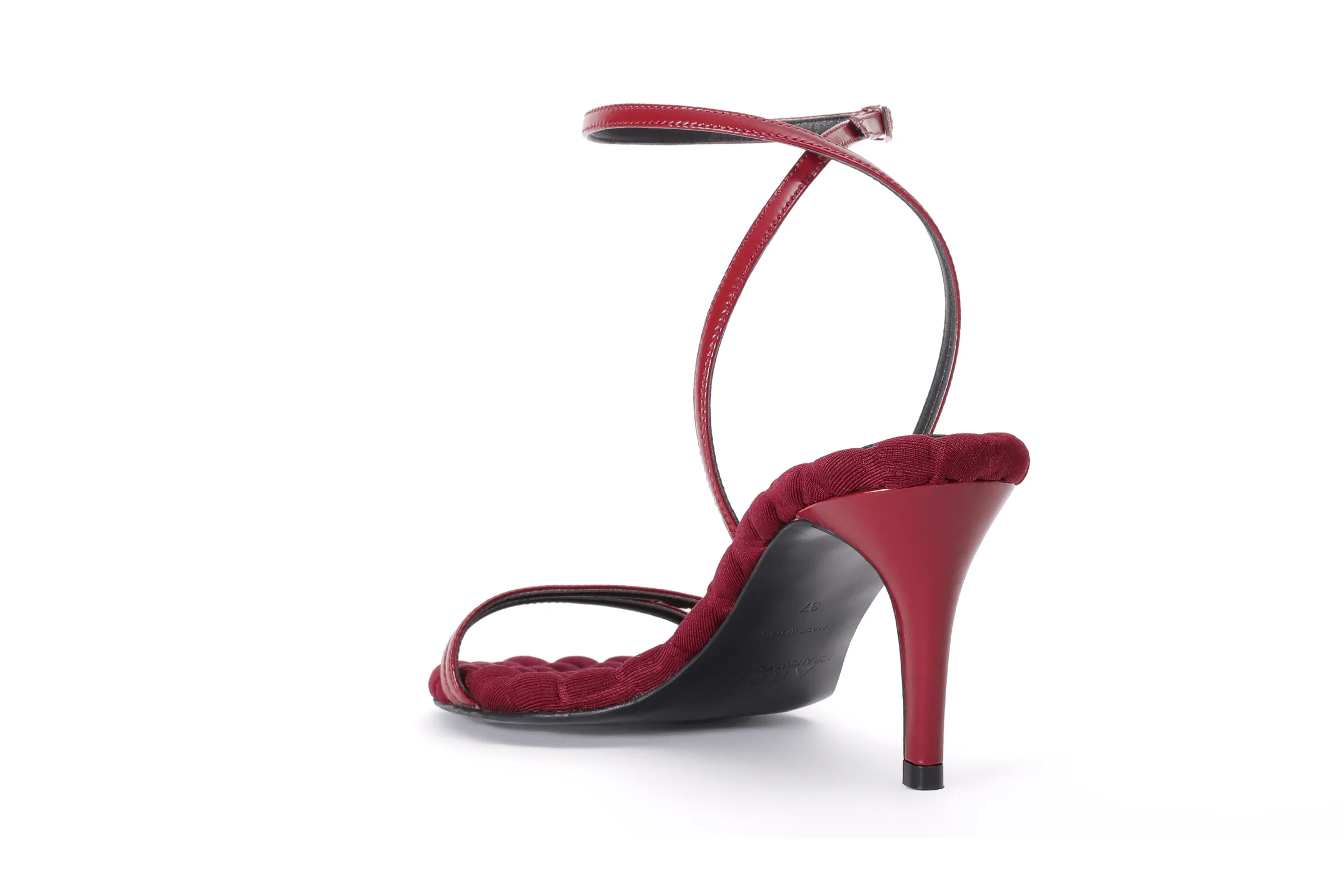 Laura Vegan Cotton High-Heeled Slingback Sandals | Cranberry Red