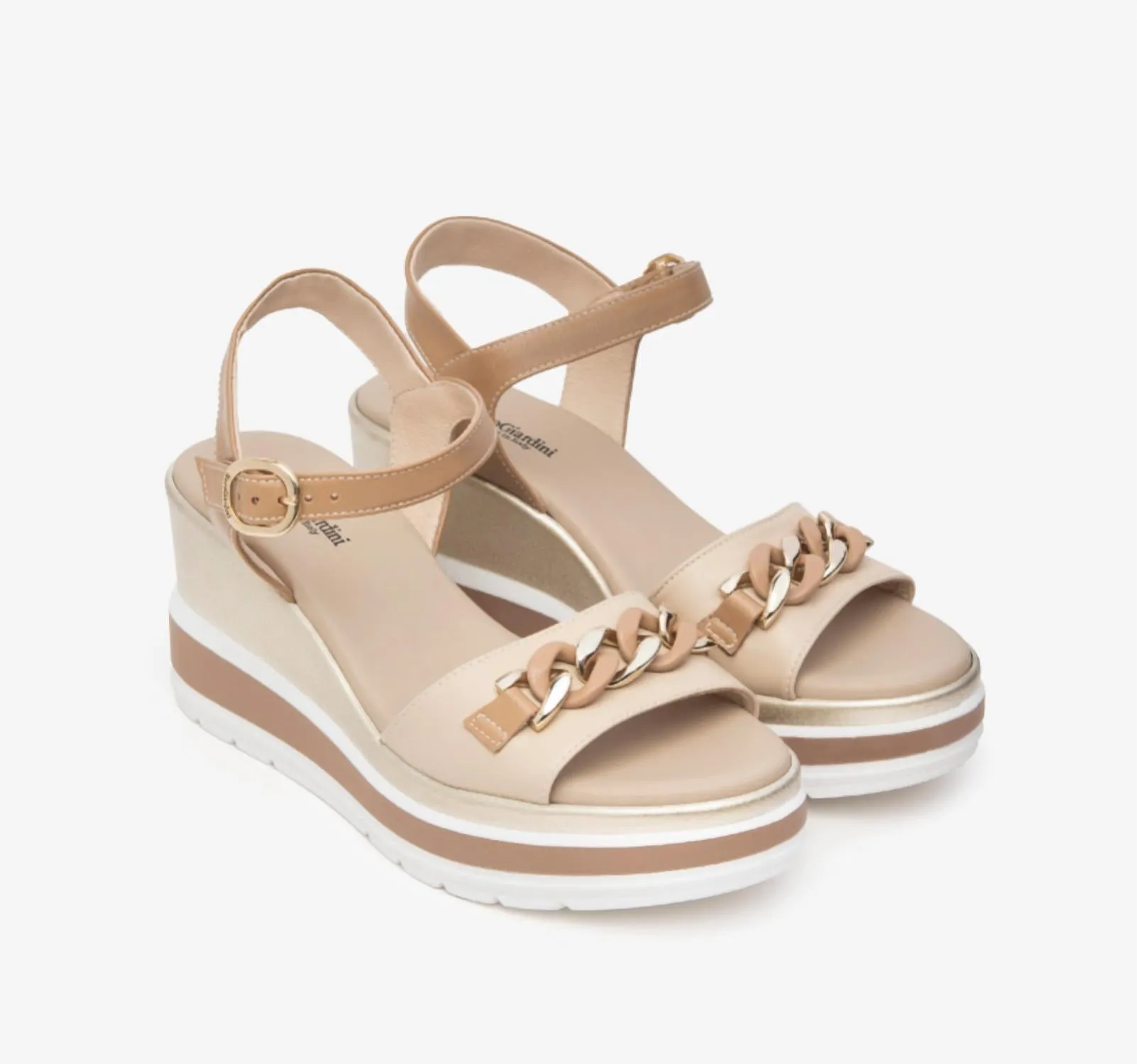 Lino Leather Sandals In Beige/khaki
