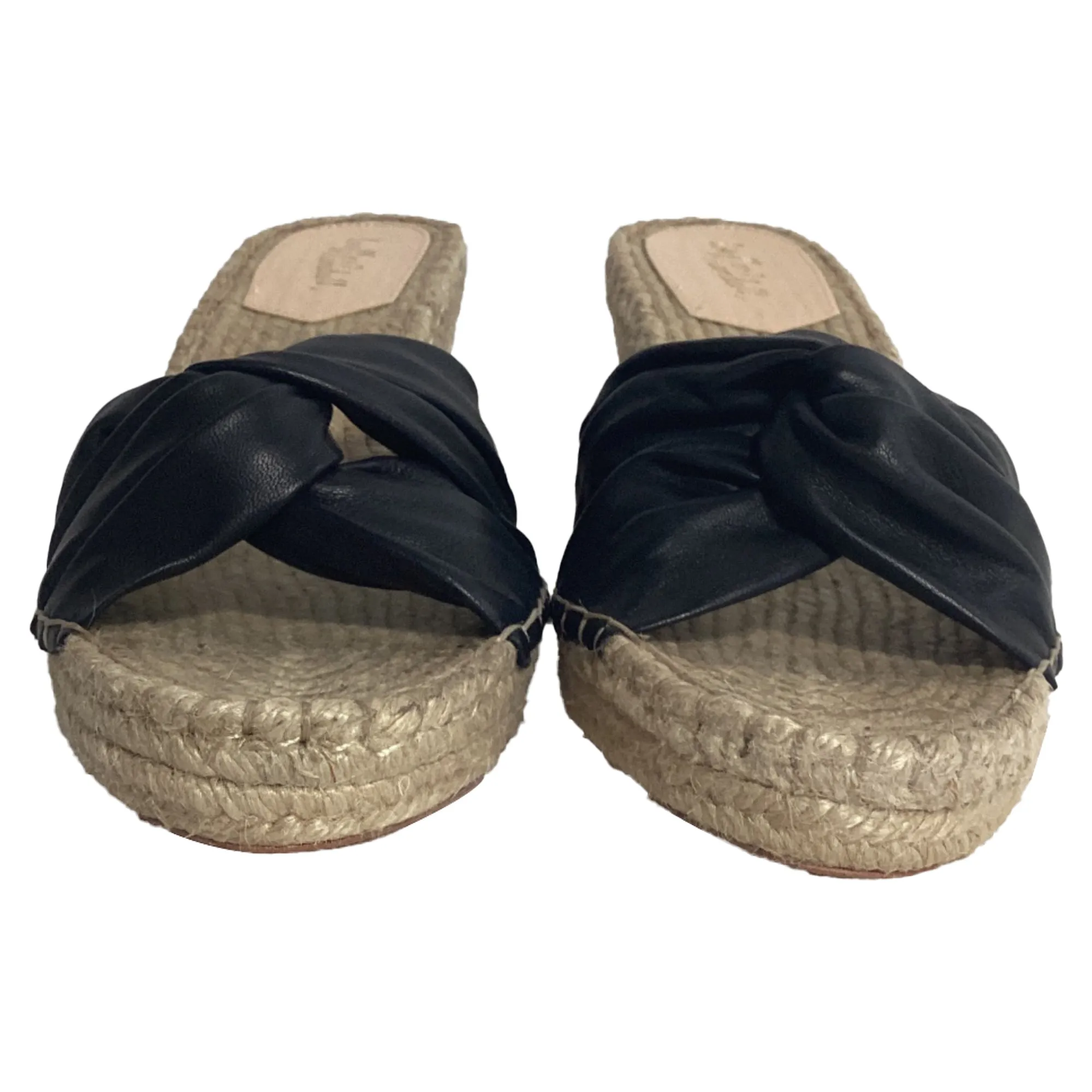 Loeffler Randall Wedge Espadrille Sandals in Black Leather