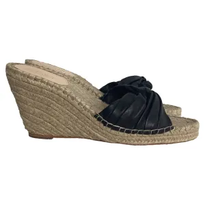 Loeffler Randall Wedge Espadrille Sandals in Black Leather