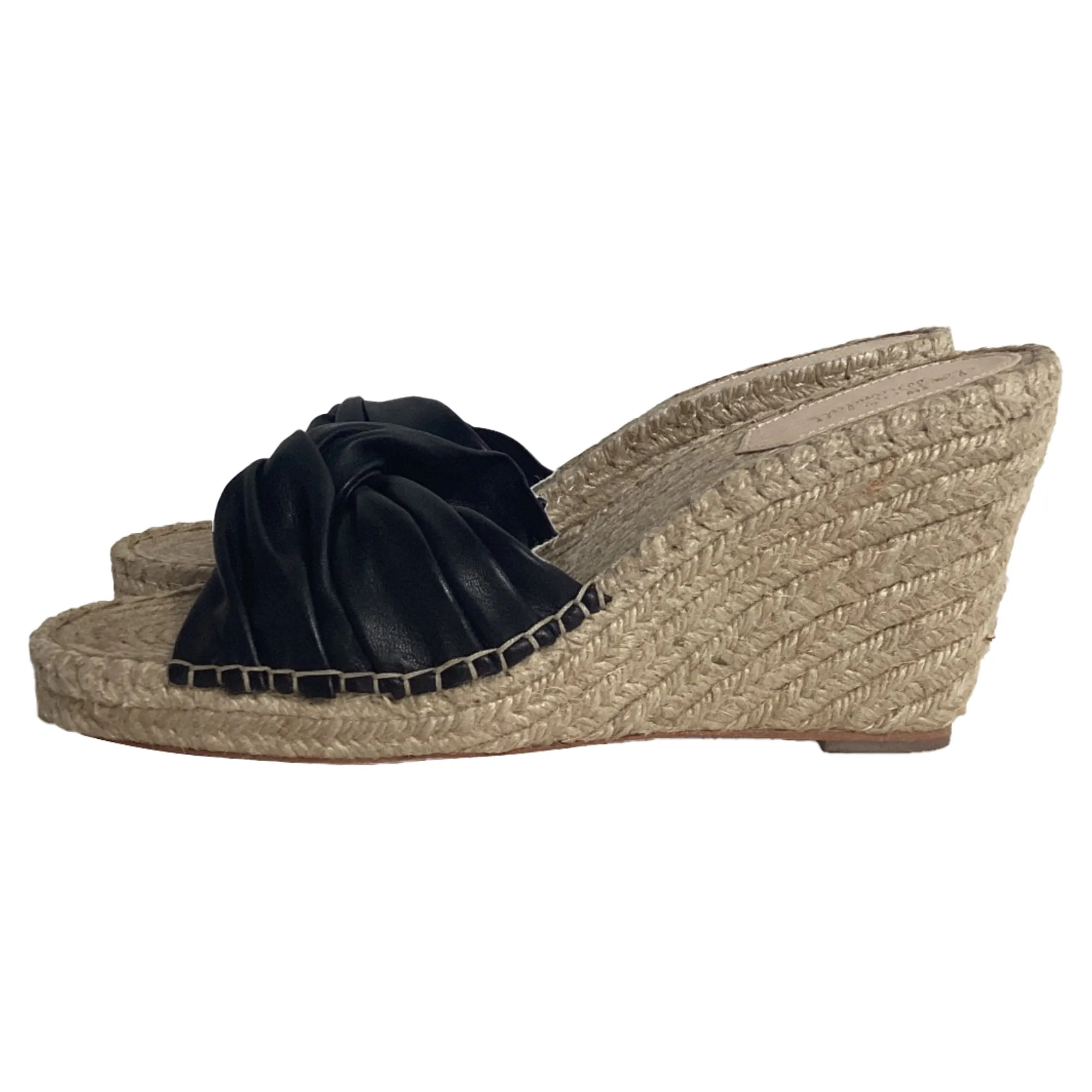 Loeffler Randall Wedge Espadrille Sandals in Black Leather