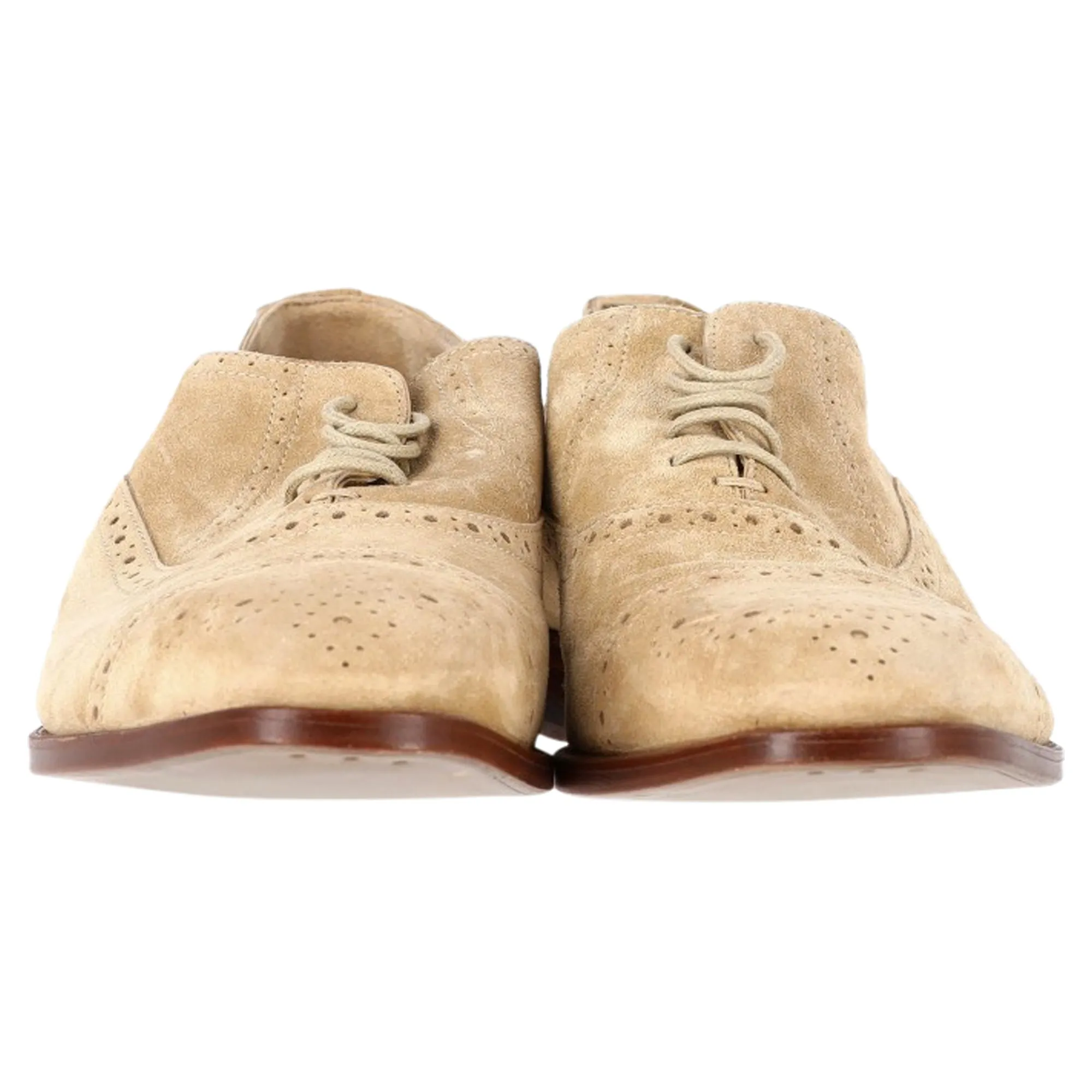 Manolo Blahnik Witney Cap Toe Oxfords in Light Beige Suede