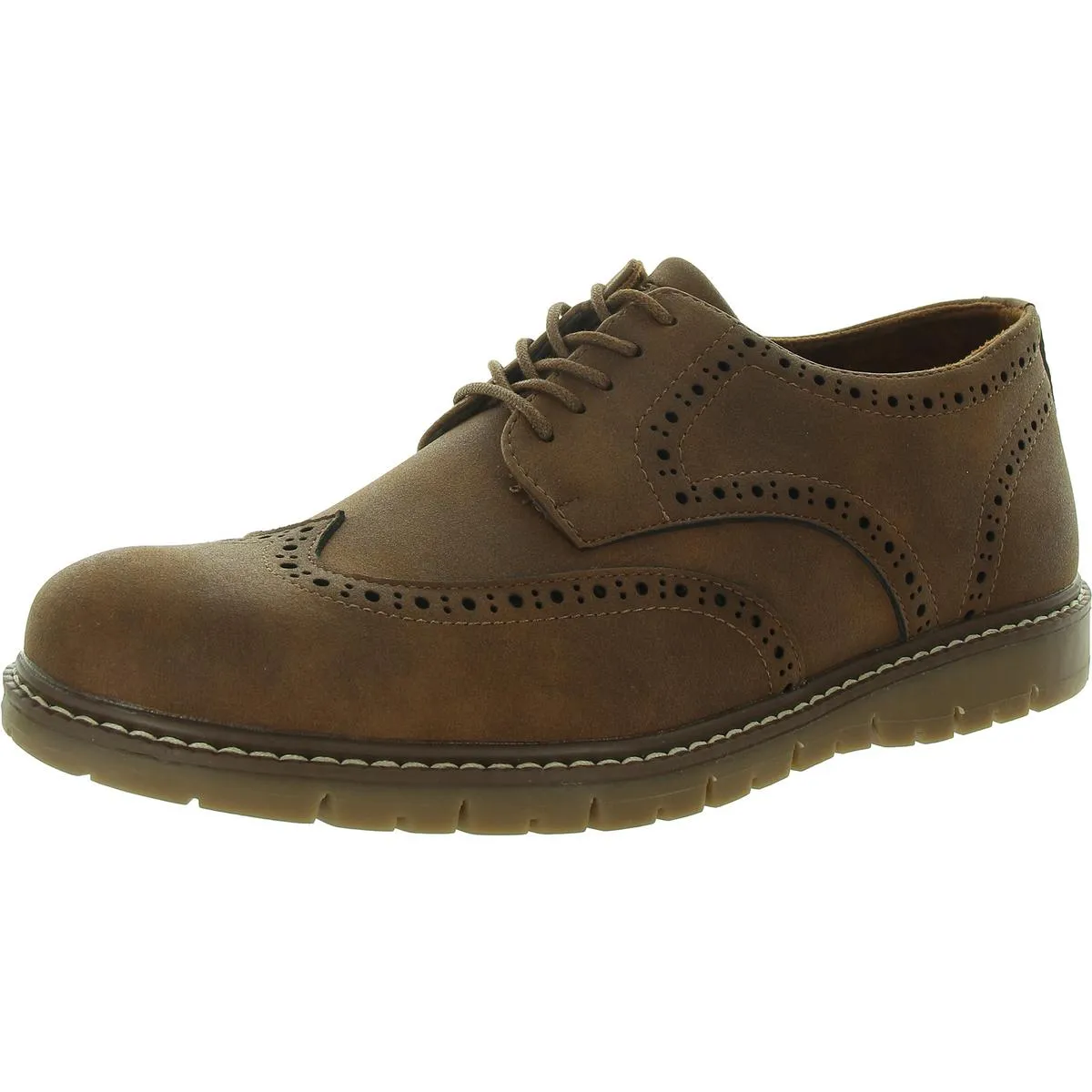 Manti Mens Faux Leather Wing Tip Oxfords