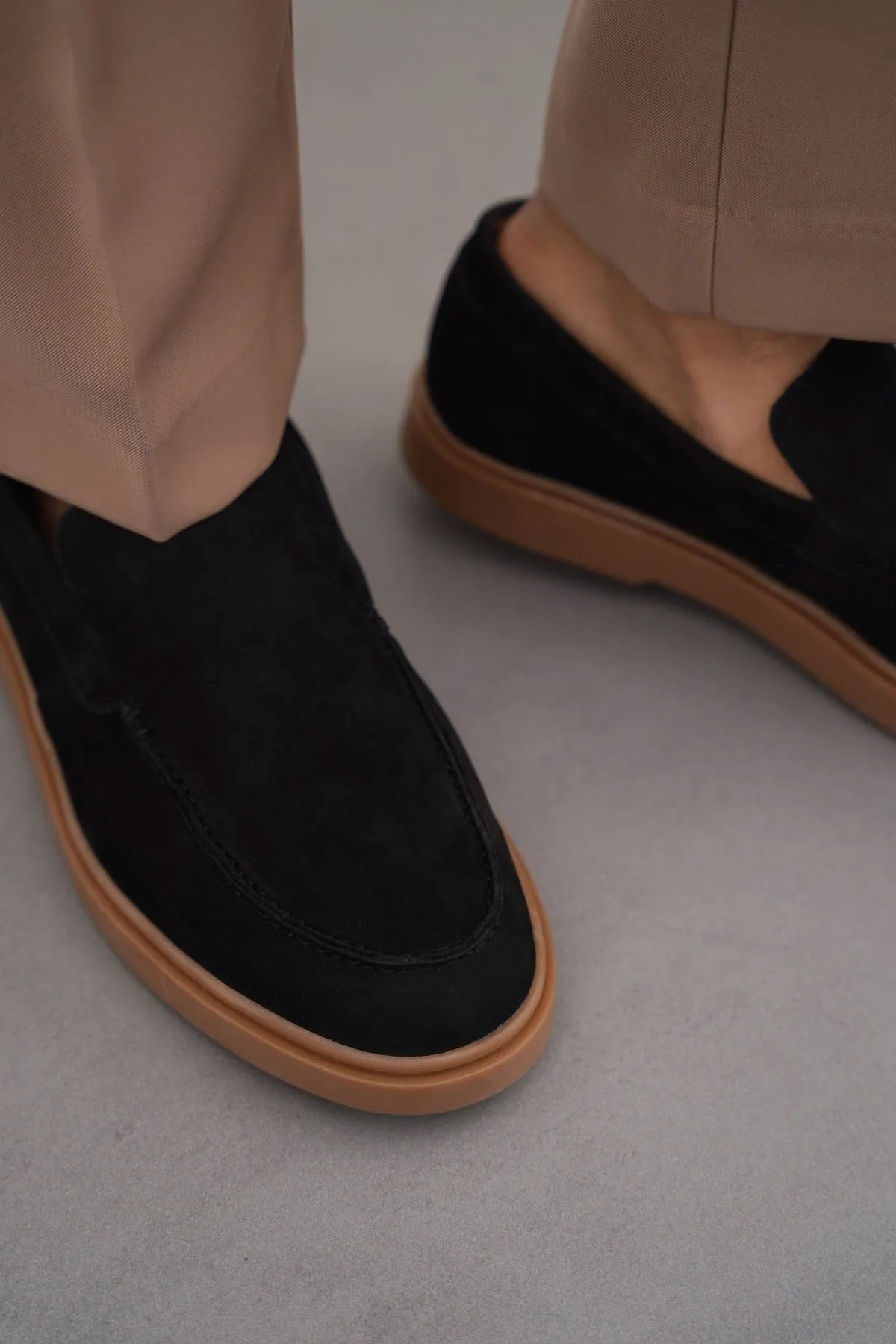 NUBUCK LEATHER SLIP-ON LOAFERS