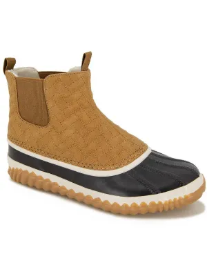 Paisey Waterproof Womens Faux Leather Faux Fur Lined Rain Boots
